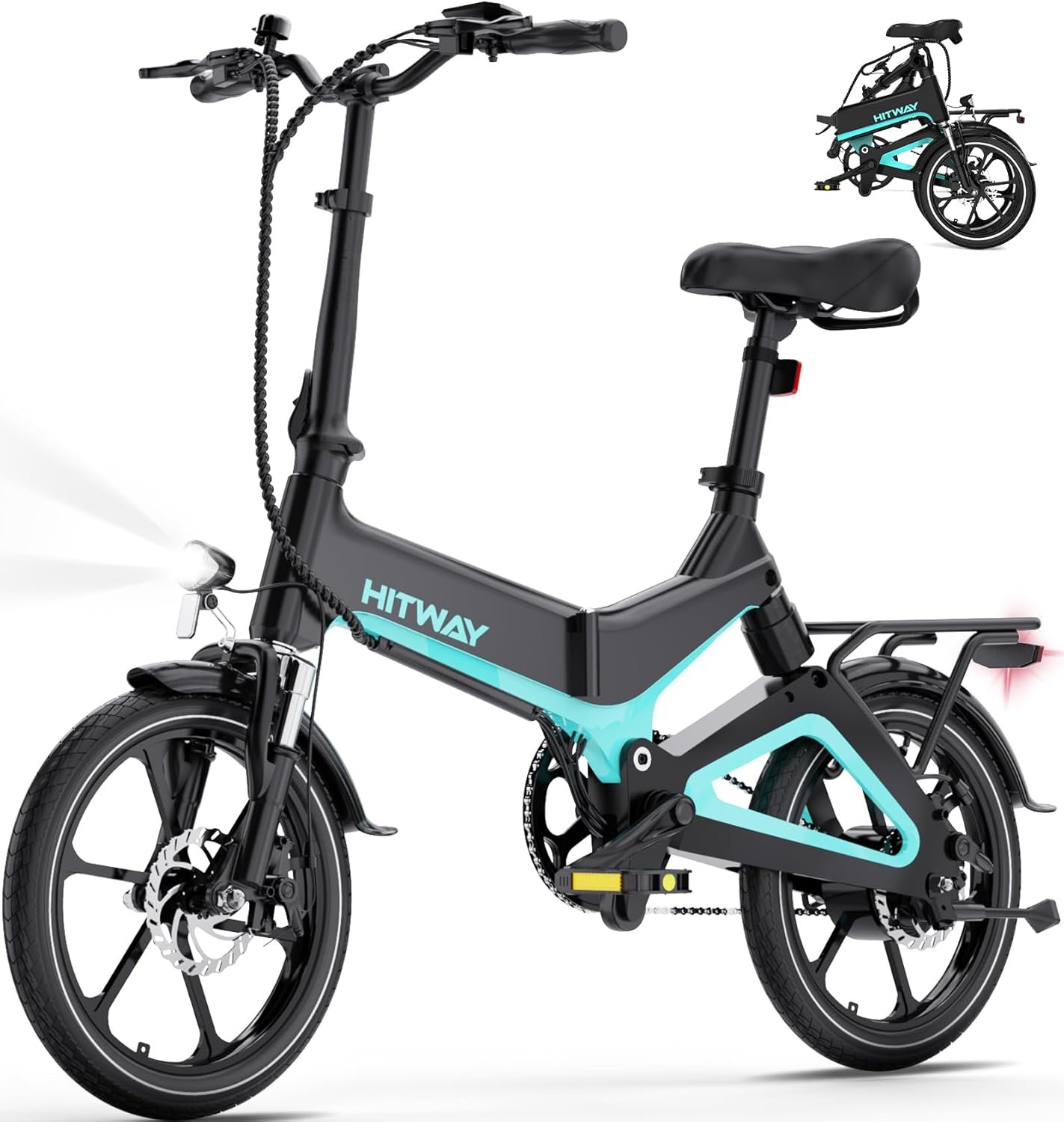 HITWAY E-Bike Electric Bike, 16 inch Folding Ebike with 36V/7.8Ah Battery, 250W Motor & 25km/h, Range 35-70km, Urban Commuter Electric Bicycle for Adults & Youth