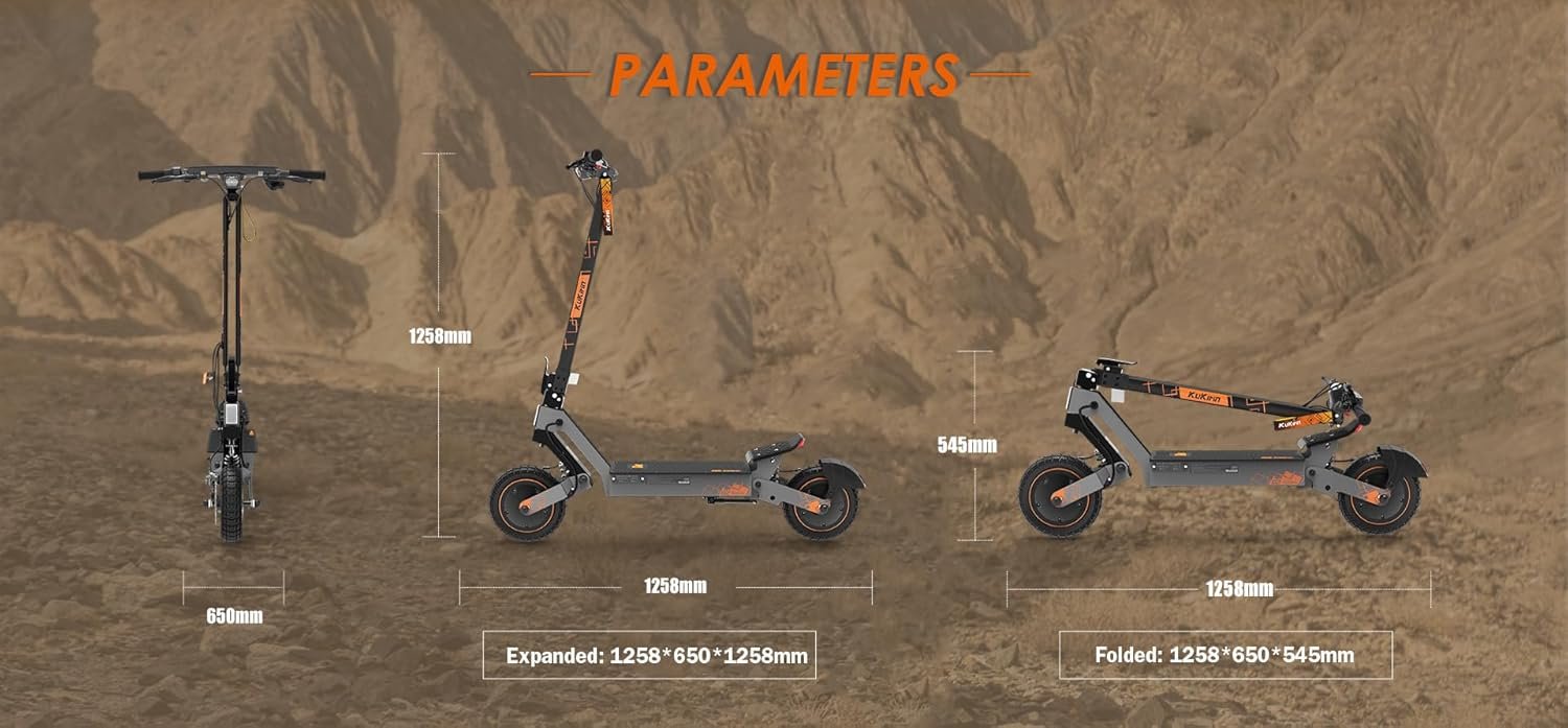 KuKirin G2 Ultra Electric Scooter for Adults, Long Range Foldable E Scooter, 48V 18Ah Battery, Up to 55km Range, Dual Motor Control, 10-Inch Tubeless Tyres, Dual Suspension, Touch Display, IPX4 - Image 7