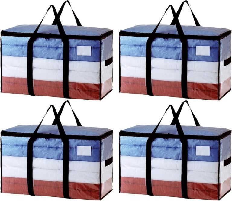 TAILI Extra Large Moving Bags,4 Pack Clear Heavy Duty Totes For Storage,Wrap Around Handles,Storage Bags for Clothes,Bedding,Space Saving,Travel,Alternative to Moving Boxes