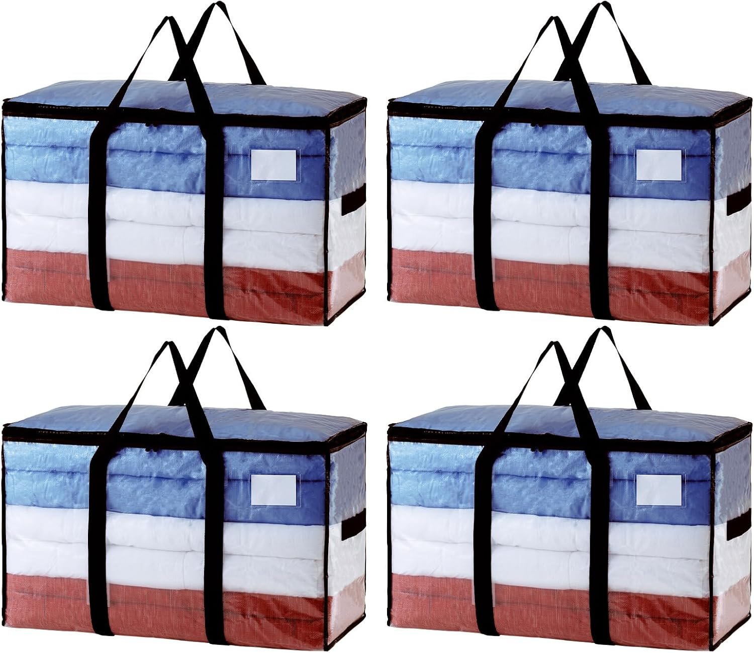 TAILI Extra Large Moving Bags,4 Pack Clear Heavy Duty Totes For Storage,Wrap Around Handles,Storage Bags for Clothes,Bedding,Space Saving,Travel,Alternative to Moving Boxes