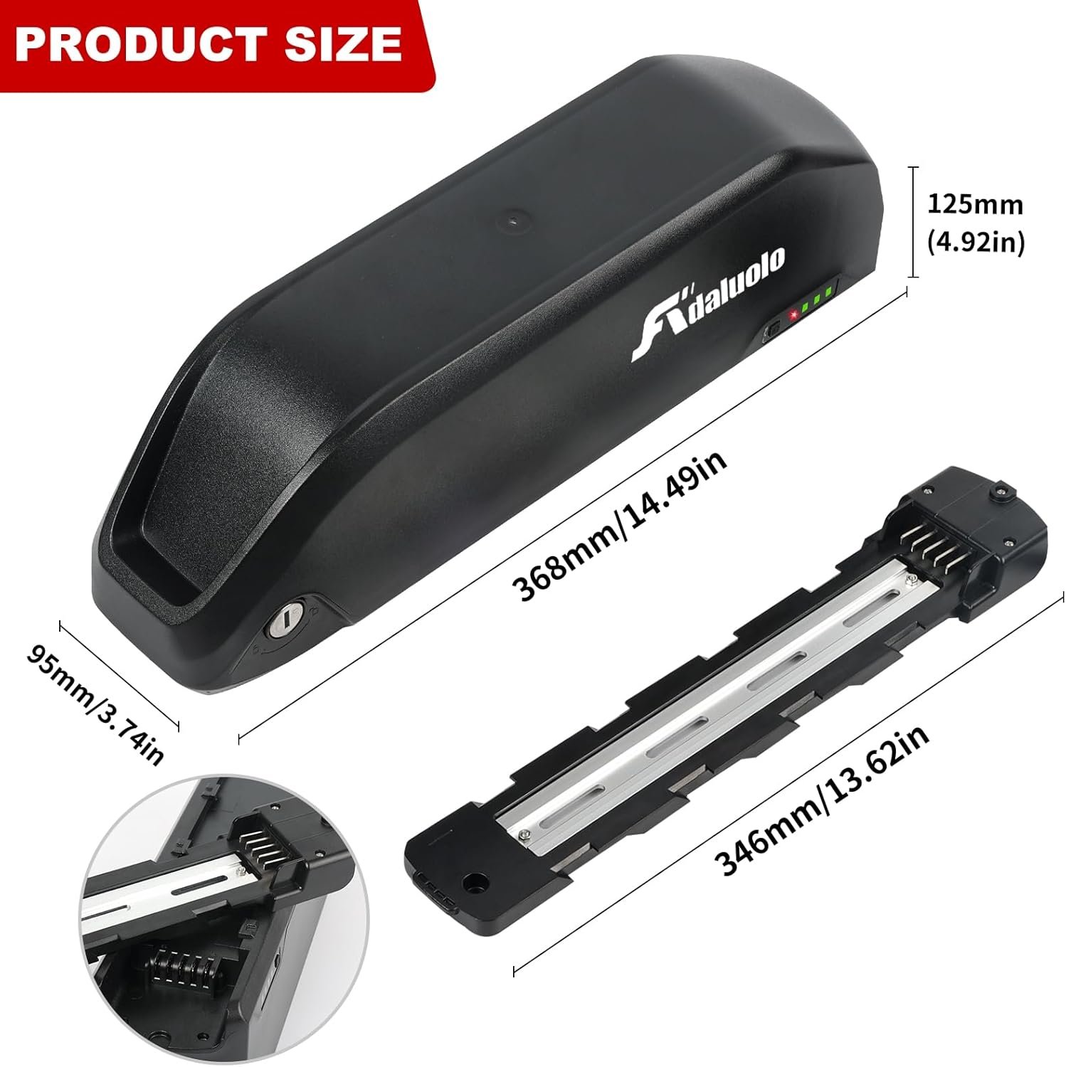 52V Ebike Battery, (UK Warehouse) 52V 20AH High Capacity Electric Lithium ion Bike Battery Long Range Down Tube Removable Bicycle Batteries with Charger & 5 Pin Baseplate - Image 3