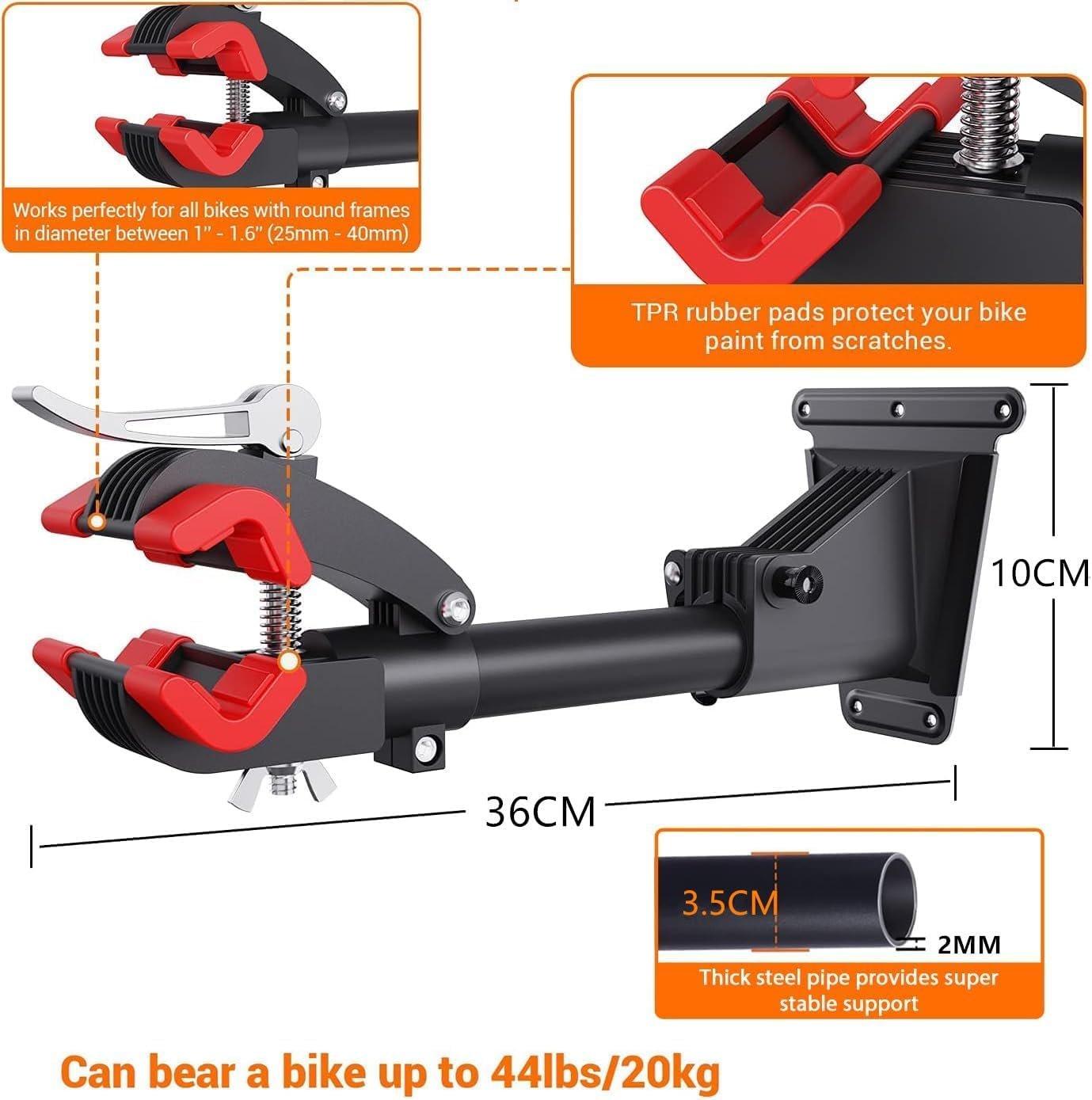 Sportneer Bike Repair Stand Bike Wall Mounts Bike Stand Bike Rack Bicycle Wall Hanger Bike Clamp Adjustable Removable Home Bicycle Maintenance Stand for Variety of Bikes - Image 3