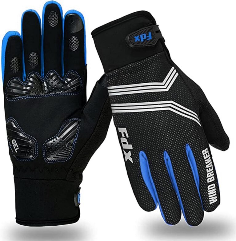 FDX Full Finger Winter Cycling Gloves - Warm Windproof, Mountain Bike Gloves Anti-Slip Padded Palm, Touchscreen, Breathable, Water Resistant MTB Racing and Running Mitts for Men Women