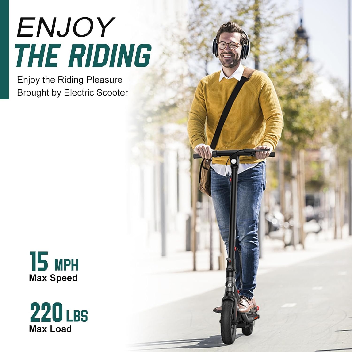 Electric Scooter Adult, 500W Peak Motor, 32km Long Range, 10” Solid and Pneumatic tire,3 Speed Mode, Foldable Electric Scooters,36V 7.8Ah Electric Scooter for Adults,Smart LCD Display - Image 6