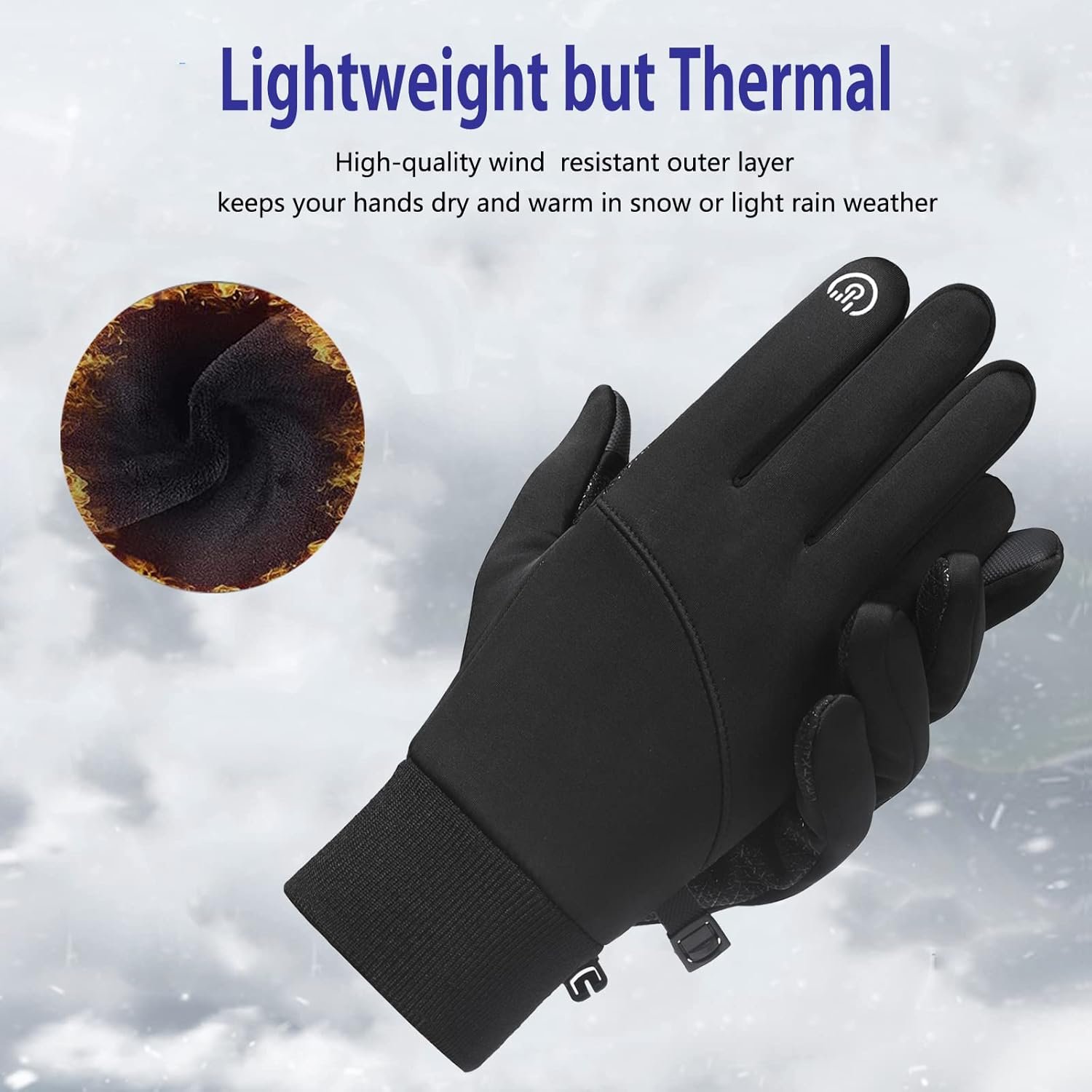 Winter Thermal Gloves - Windproof Water-Resistant Anti-Slip Touch Screen Cycling Gloves for Men Women Hiking Climbing Riding Bike Outdoor Sports - Image 2