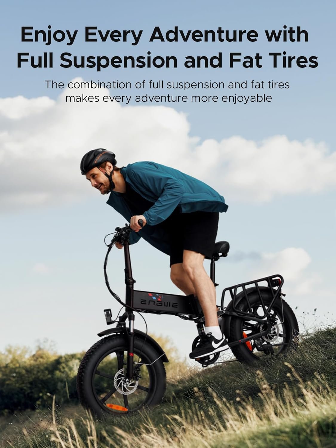 ENGWE Folding Electric Bike 250W E-Bike Adult, 20"×4.0" With Thick Off-Road Tyres, 48V 13Ah Replaceable Lithium Battery Range Up To 120KM, 25KM/H 7-Speed Full Suspension Ebike - Image 9
