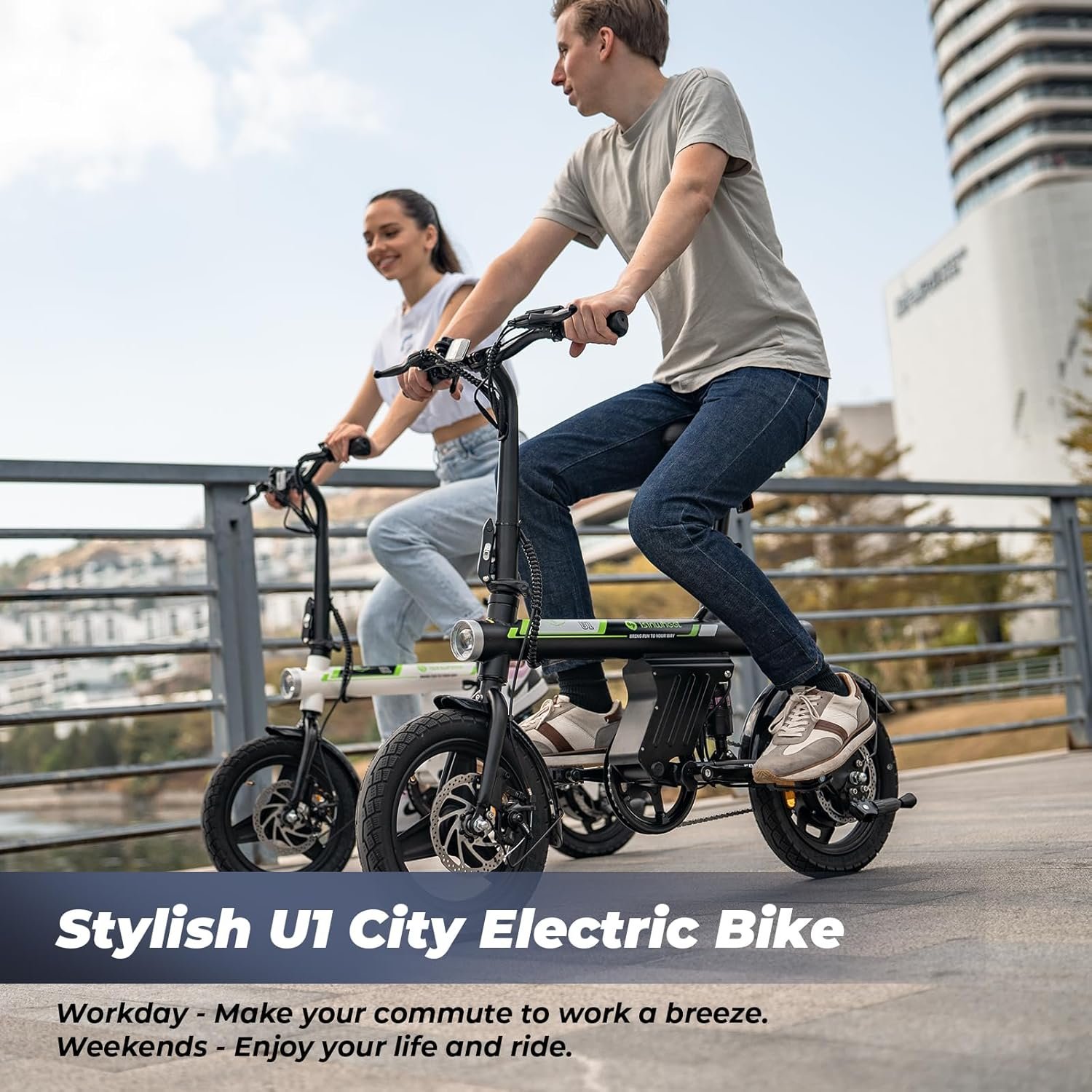 Finbike U1 Electric Bike for Adult/Teens,14" Folding Electric Bicycle with LCD Display,25KM/H & 40KM Range,4H Fast Charge,4 Riding Modes,Rear Shock Absorber,120KG Capacity,Compact Foldable Ebike - Image 9