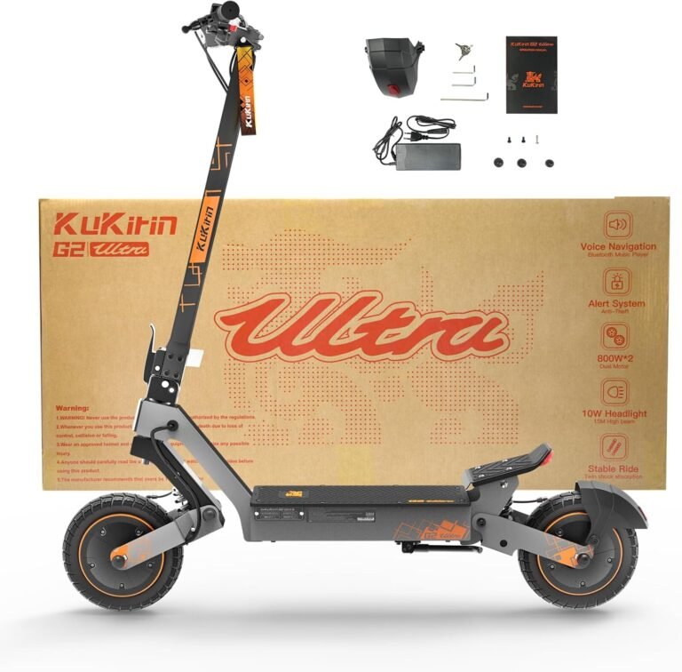 KuKirin G2 Ultra Electric Scooter for Adults, Long Range Foldable E Scooter, 48V 18Ah Battery, Up to 55km Range, Dual Motor Control, 10-Inch Tubeless Tyres, Dual Suspension, Touch Display, IPX4