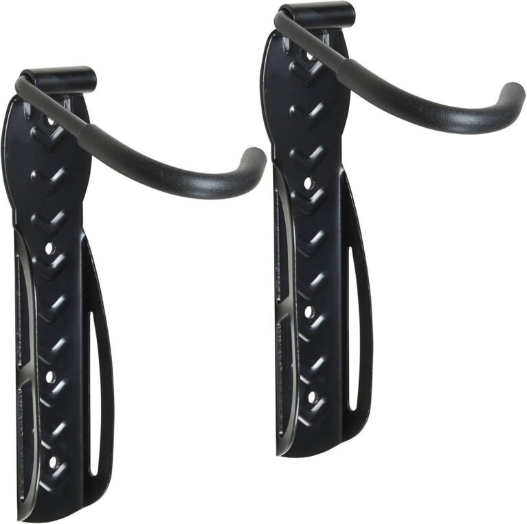 VonHaus Bike Wall Mounts - Bike Wall Rack, 2-Pack for Garage and Shed - Steel Coated Bicycle Storage Hooks - Vertical Storage Rack with Durable Plastic Clips