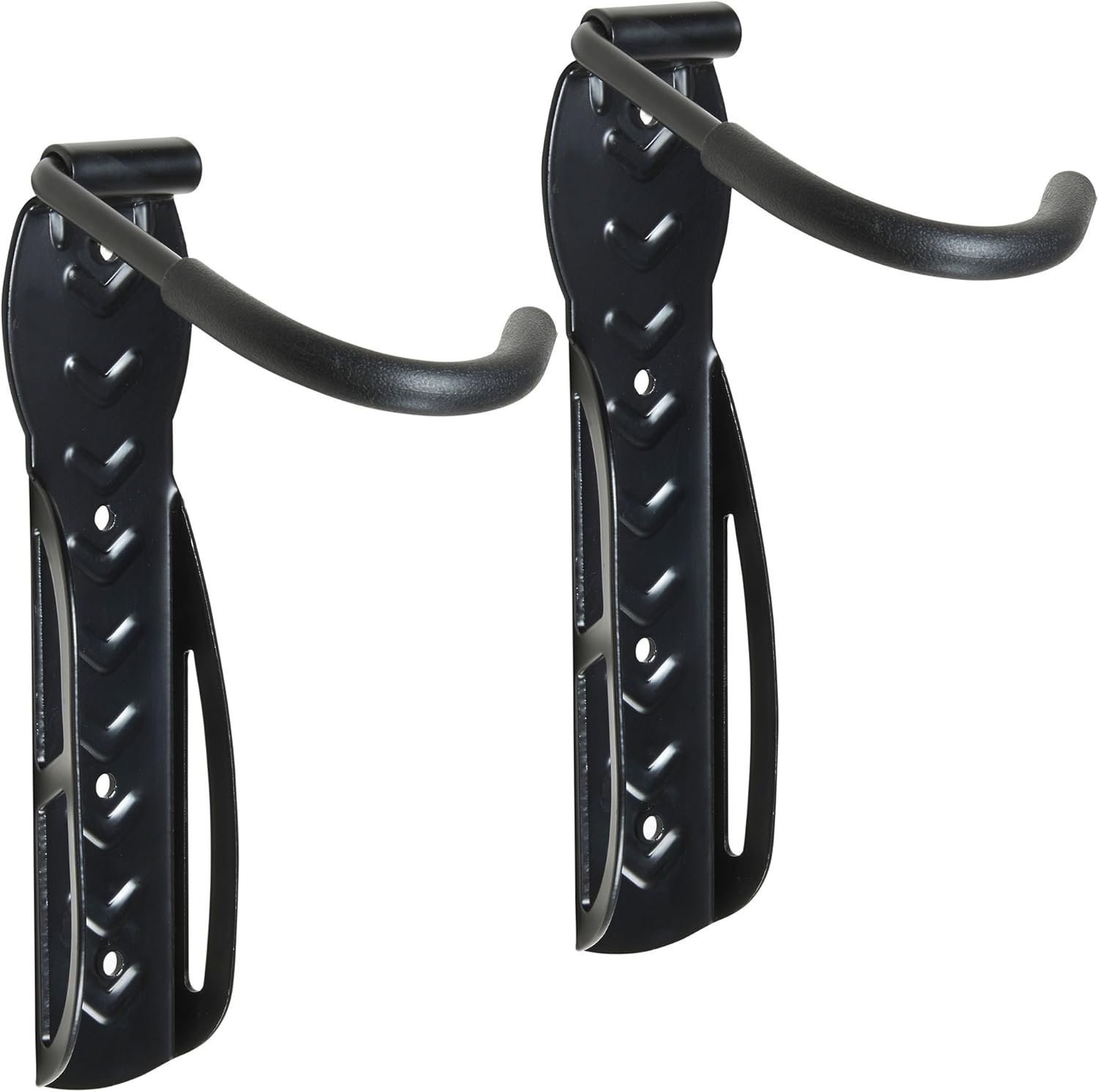 VonHaus Bike Wall Mounts - Bike Wall Rack, 2-Pack for Garage and Shed - Steel Coated Bicycle Storage Hooks - Vertical Storage Rack with Durable Plastic Clips