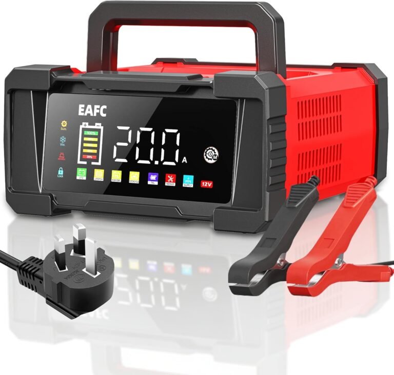 20Amp 12V/24V Smart Car Battery Charger & Maintainer – Automatic Lead-Acid & LiFePO4 Battery Charger for Car, Motorcycle, Truck, Boat, Lawn Mower with LCD Display, Trickle Charge & Repair Mode