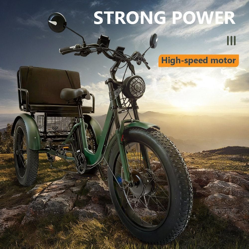 3 Wheel Electric Bicycle for Adults and Seniors, Touring Bike with LCD Display, Front Headlight, Aluminum Frame, Wide Tires, 150 kg Capacity - Image 8