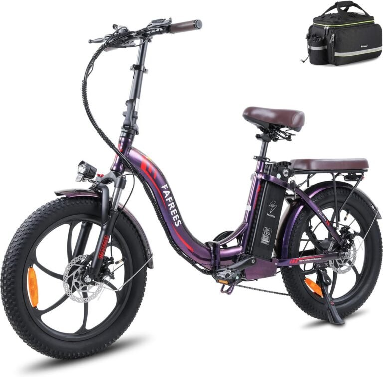 Fafrees F20 PRO Electric Bicycle, 20 * 3.0-inch Women Men Folding Electric Bike, 250W Electric Mountain Bike, 15.5mph, Low-Step Aluminum Alloy Frame, Range 90-120km