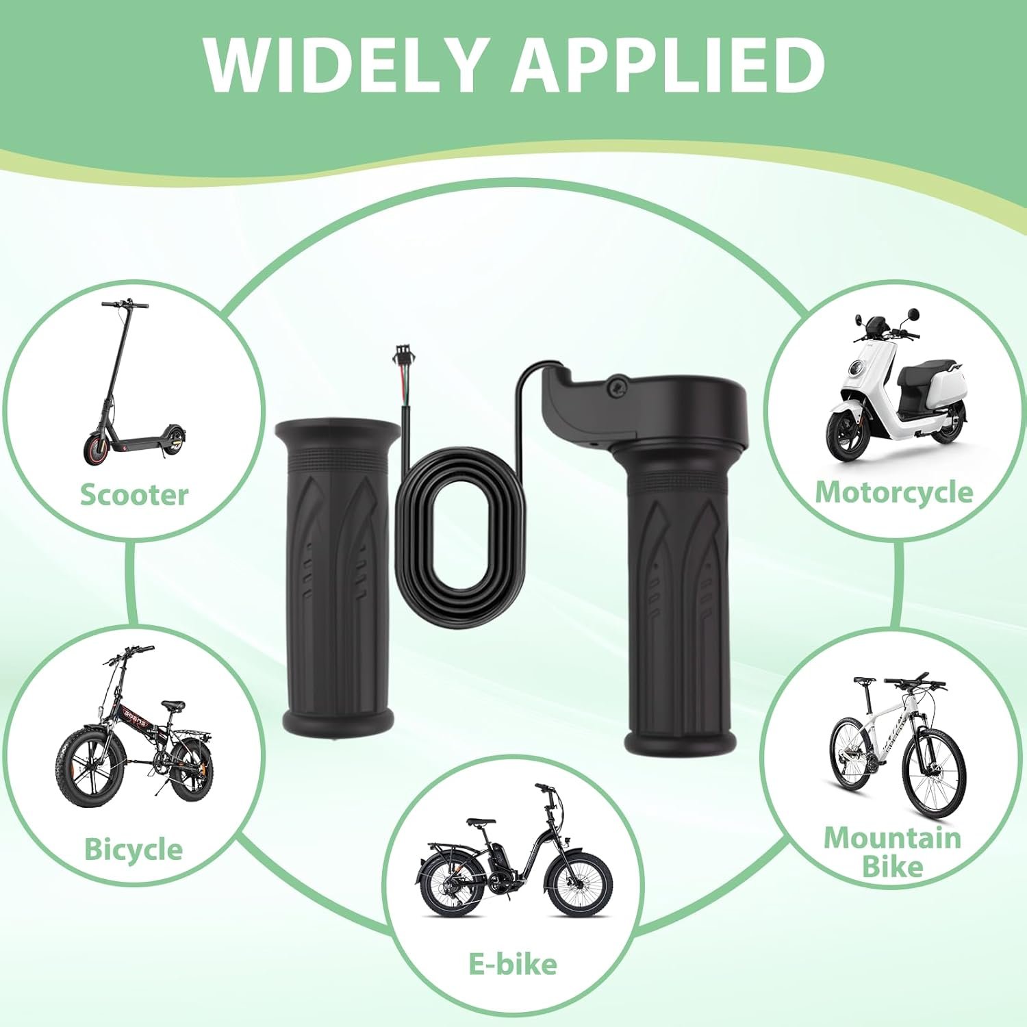1 Pair E Bike Full Twist Throttle, 12V-72V 3 Pin Connection Electric Bike Throttle Twist Grip, Universal Throttle Twist Grip with SM Plug for Electric Bicycle Ebike Right Left Hand Grip 22mm Handlebar - Image 7