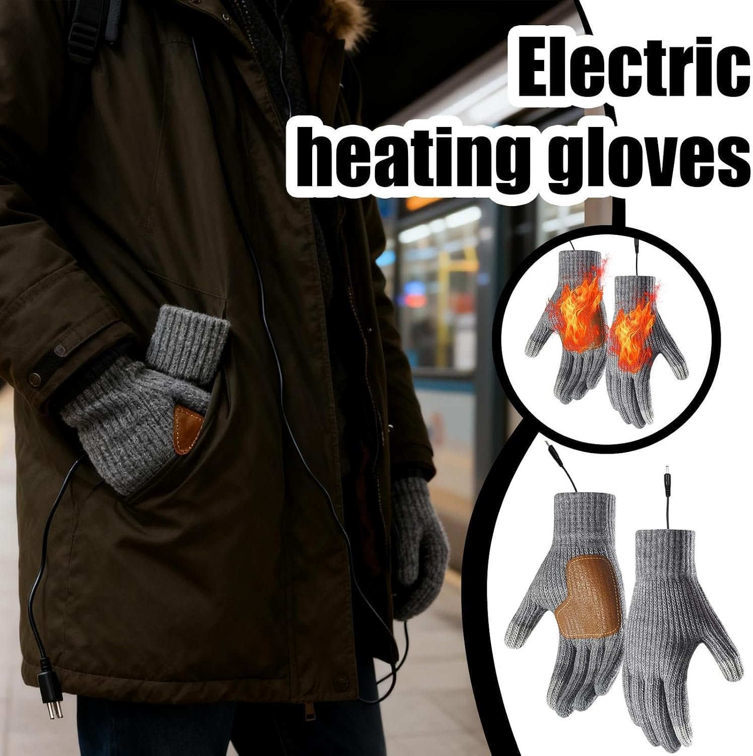 Heated Gloves for Men | Touchscreen Electric Mittens | 3 Levels Temperature Heated Ski Gloves,for BBQ Ski Cold Weather Camping Driving Running Work Motorcycle Cycling - Image 2