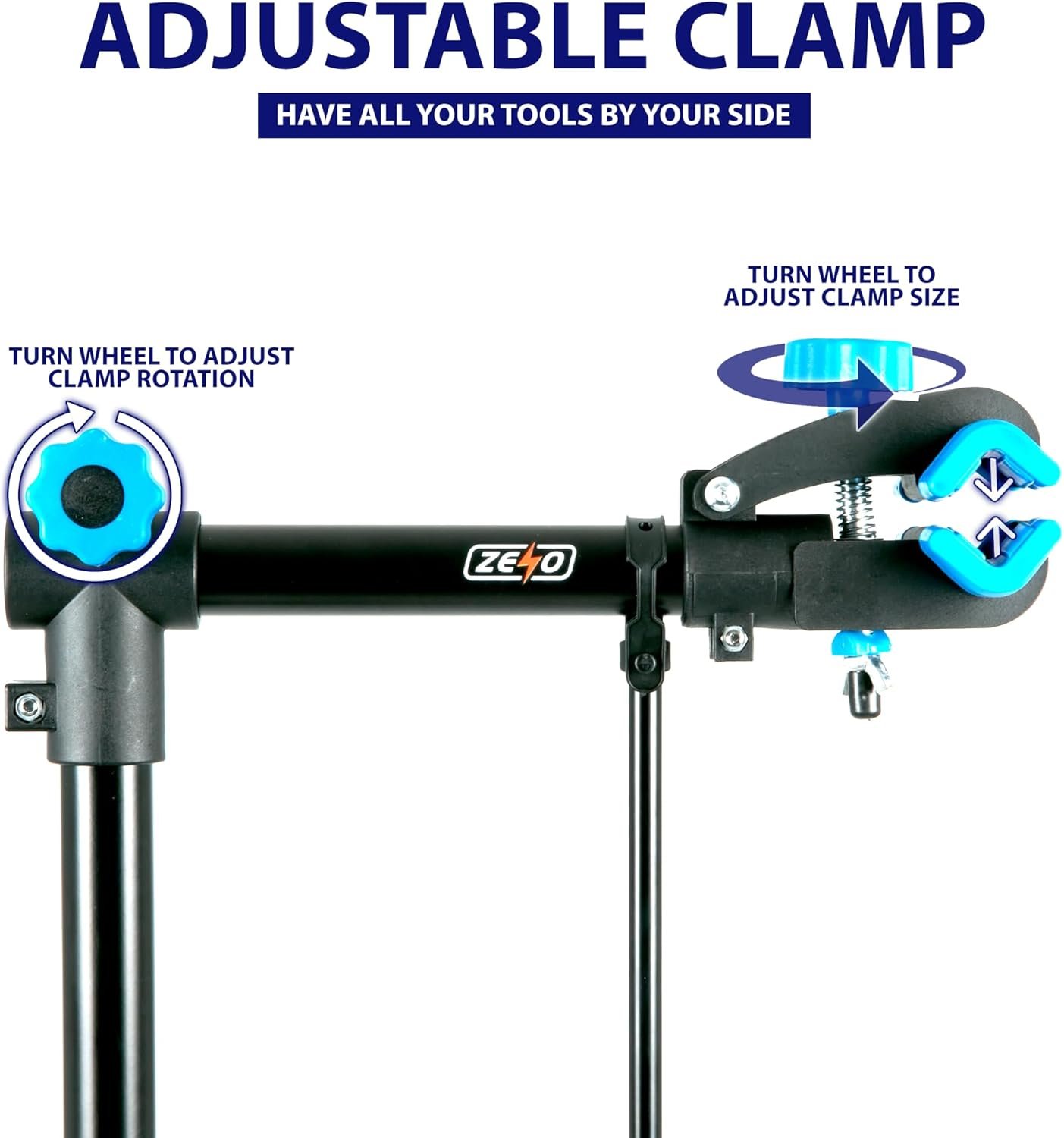 ZENO Bike Stand | Bike Repair Stand | Heavy Duty Folding Bicycle Workshop Stand | Height Adjustable Bike Rack | Mountain Bike Work Tool with a Front Wheel Stabilizer | 193CM - Image 5