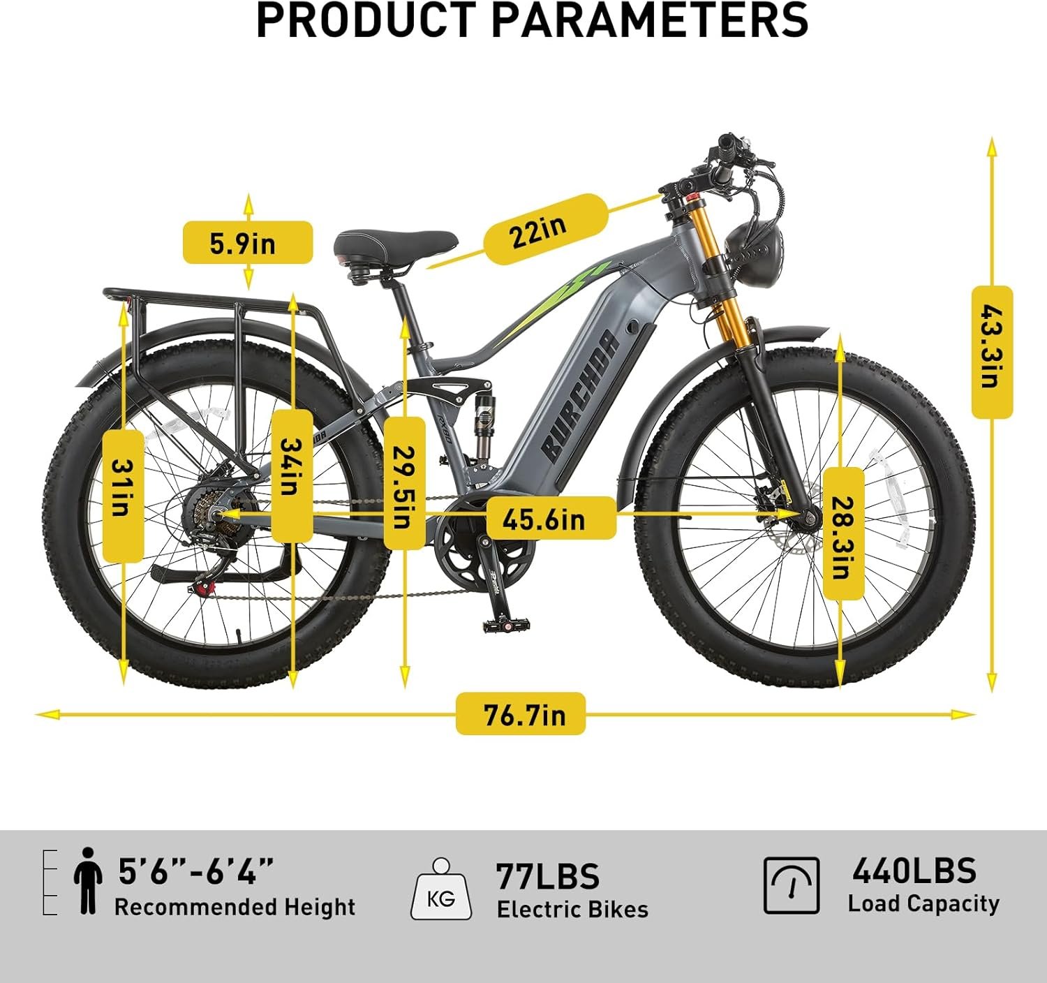 Dual Motor 95/190 N.m Electric Mountain Bikes for Adults E-Bike 48V 20Ah Removable Battery up to 120 km, 26X4 Fat Tire Ebike with LCD Display Full Suspension Bicycle RX80 - Image 7