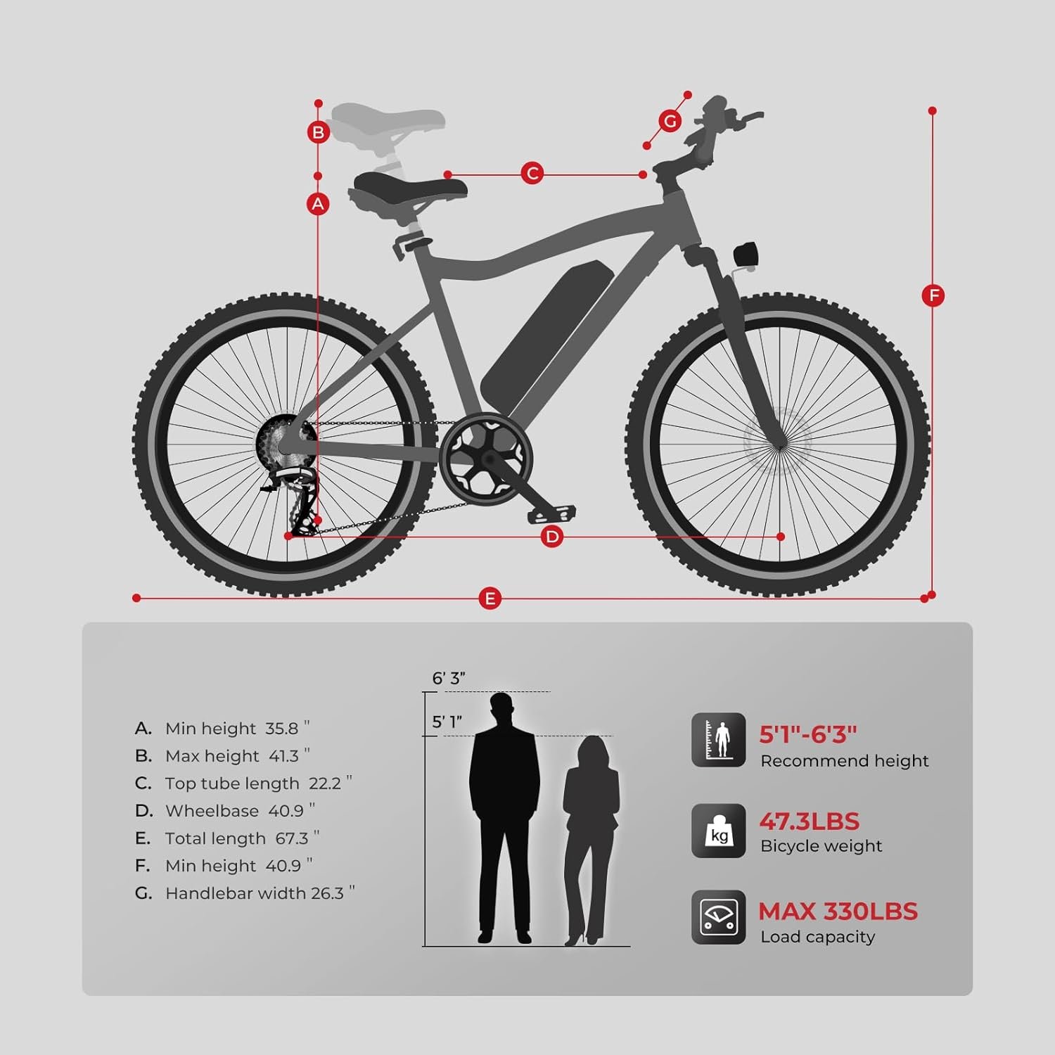 SAMEBIKE 26" Hardtail Electric Bike, Removable Battery 90KM Range(PAS) &25KM/H Top Speed, Mountain E-Bike,Fork Suspension Commuter &Outdoor Electric Bicycle for Adults - Image 5
