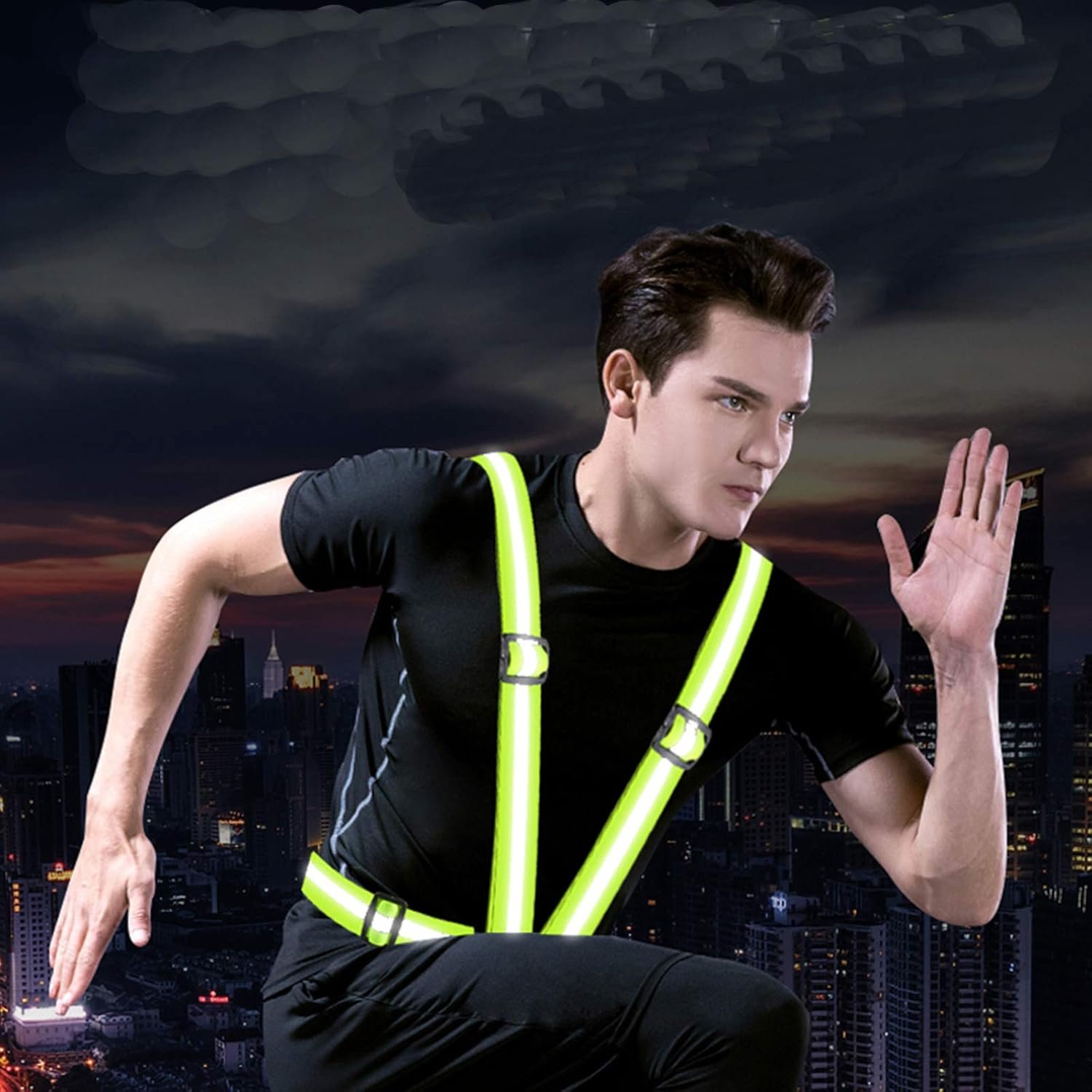 Reflective Vest Adjustable Running Safety Gear High Visibility Safety Vest High Vis Straps High Vis Belt Bike Reflective Belt Night Walking Accessories For Cycling Running Men Women Kids Childern - Image 4