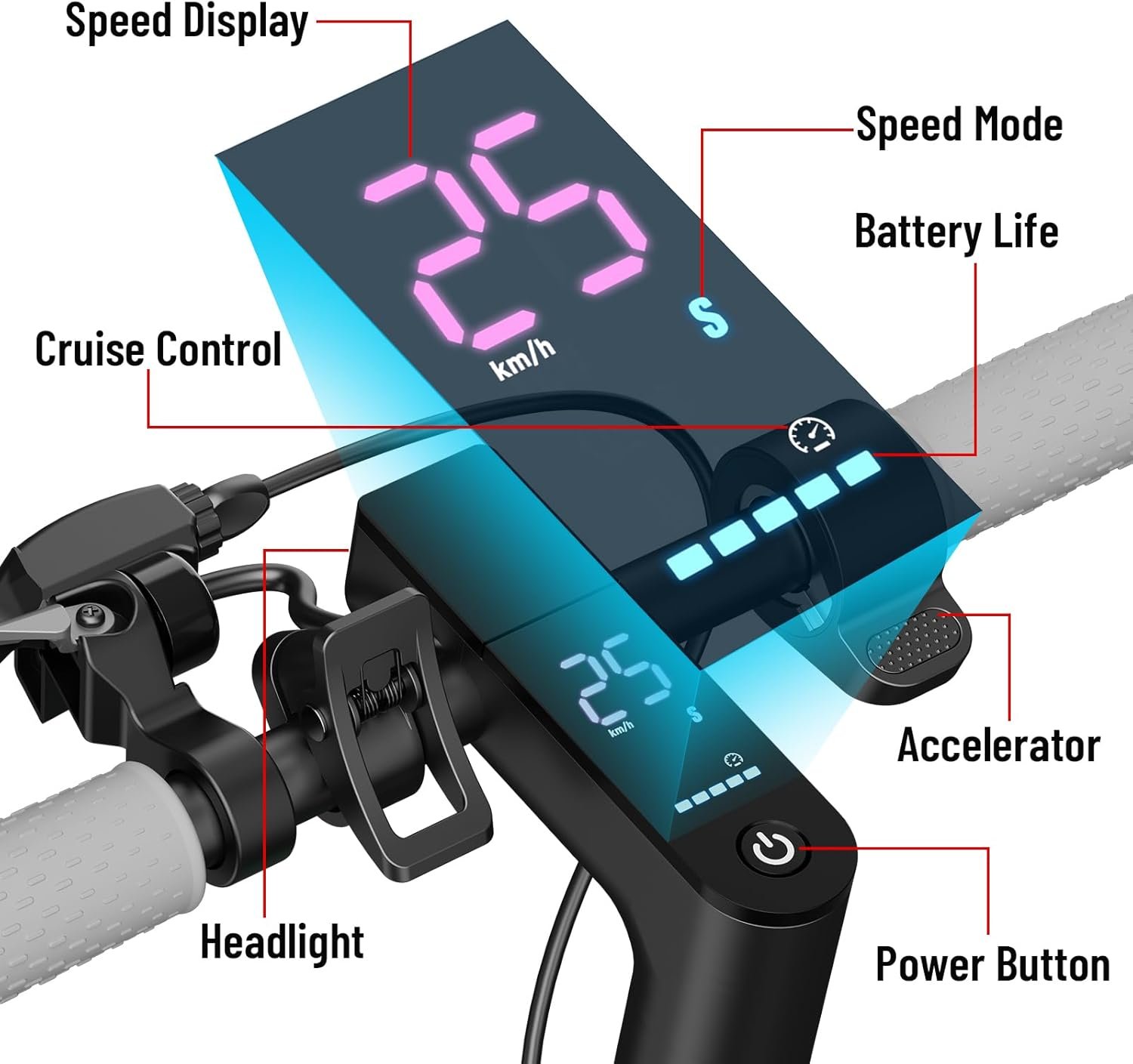Electric Scooter, 350W/500W Motor, 8.5" 10" Tires, 25Km/H, 20/33/35/50Km Long-Range, E-Scooter for Adults with Dual Suspension and Dual Lighting System, Smart APP Control - Image 7