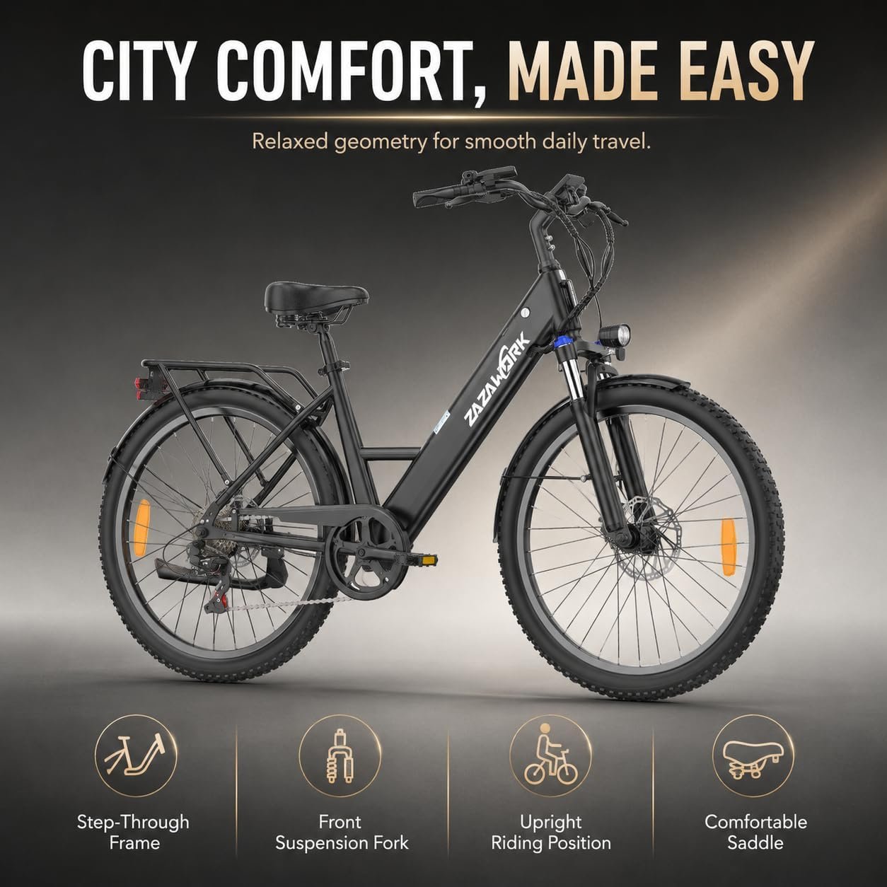 Electric Bike For Adults 36v17.5ah Removable Battery 250w Motor Ebike Lockable Spring Suspension Mechanical Disc Brakes E Bikes For Men 7-Speed Electric Bikes 26-Inch Tires - Image 9