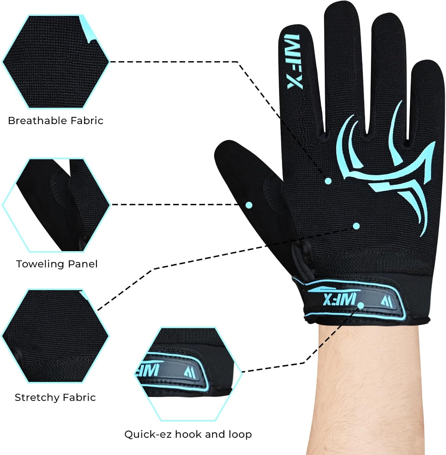 WFX Full Finger Cycling Gloves for Men & Women, Touchscreen Bike Gloves for MTB, Road, BMX & Motorcycle, Breathable Anti-Slip Padded Gloves for Riding, Fitness and Outdoor Sports - Image 6