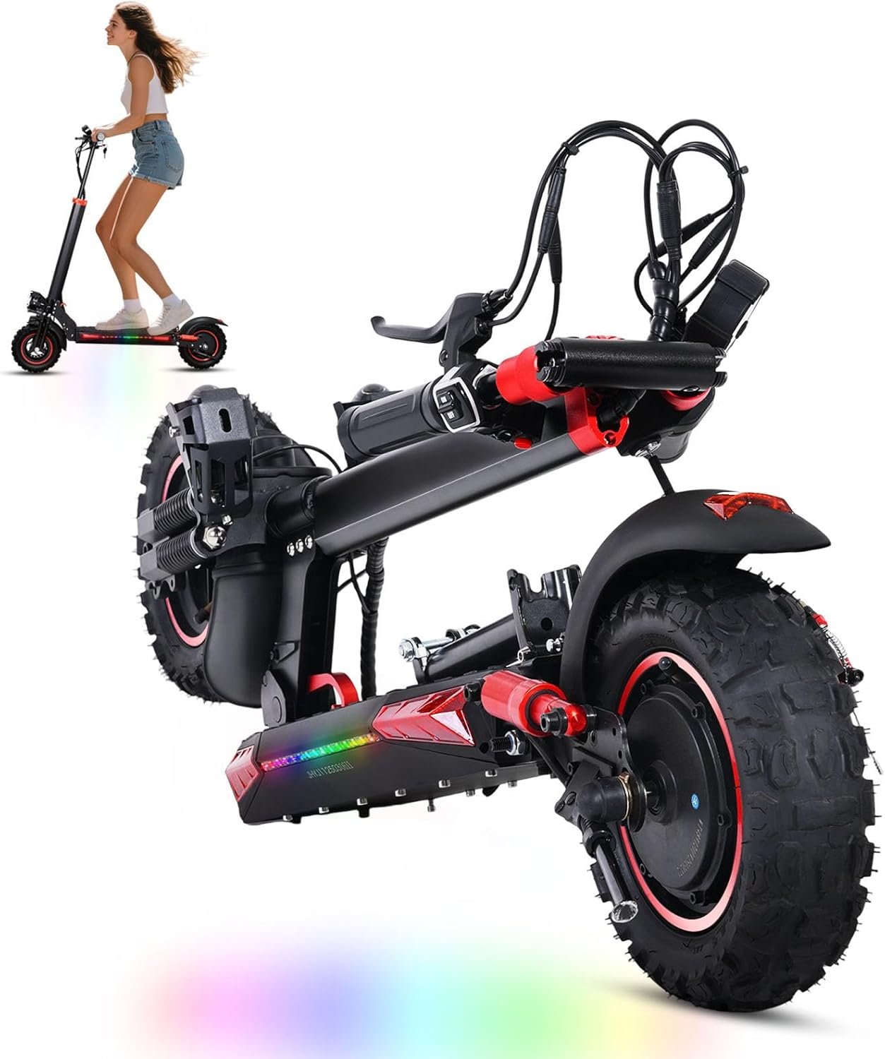 Electric Scooters Adult,50-55km Range,11'' Offroad All Terrain Foldable Pure E Scooter 48V 18Ah Battery, Dual Braking System & Shock Absorption Fast Electric ScooterTeens Gift,Max Load 150kg - Image 9