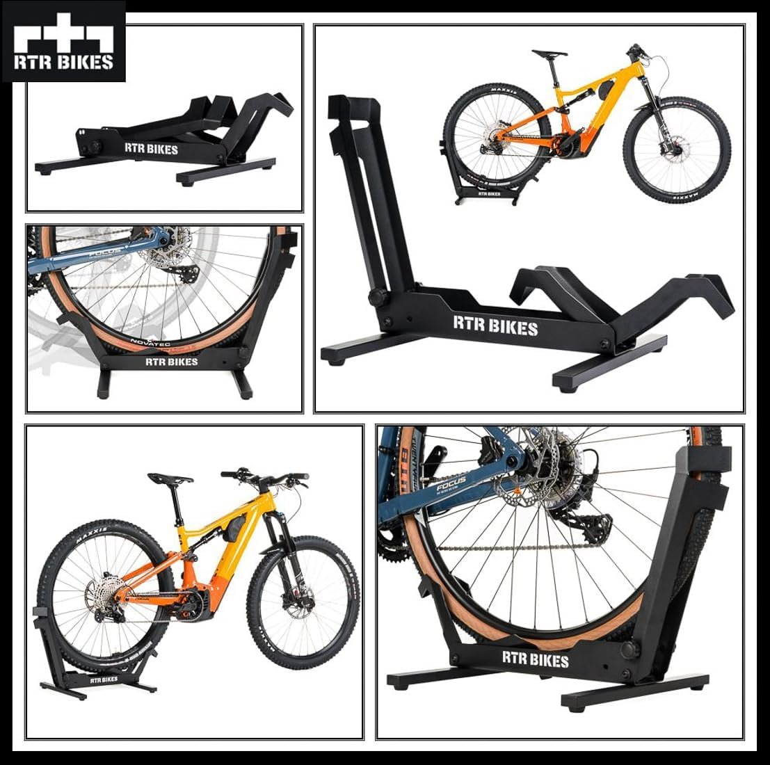 RTR BIKES Brutus Professional Bicycle Floor Stand – Heavy Duty Steel Rack for E-Bikes & MTB up to 30kg – Stable Rear Wheel Holder for 26-29" Wheels & Tyres up to 2.8" – Made in EU - Image 2