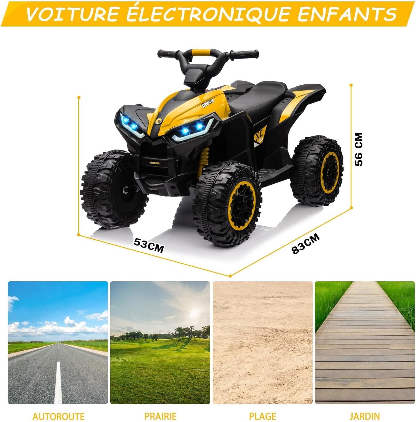 12V Kids Electric ATV Quad Bike, Ride-on Toy with Remote Control, 2 Speeds, LED Lights, Wireless Music, Soft Start, Treaded Tires, Battery Powered for Boys & Girls Ages 3–8 - Image 7