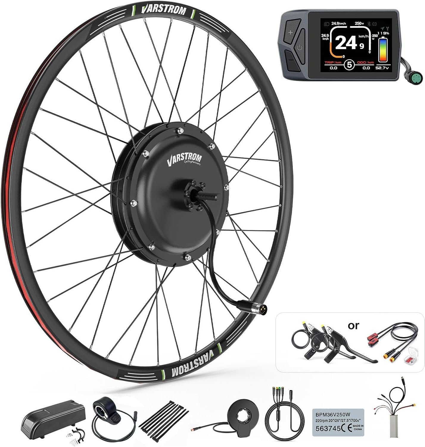 48V15OO JYLT Sport Version Ebike Conversion Kit, 26" 27.5" 28" 29" 700C Rear Wheel Hub Motor Electric Bike Conversion Kit with Controller & Optional Display, For Cassette Disc Brake MTB