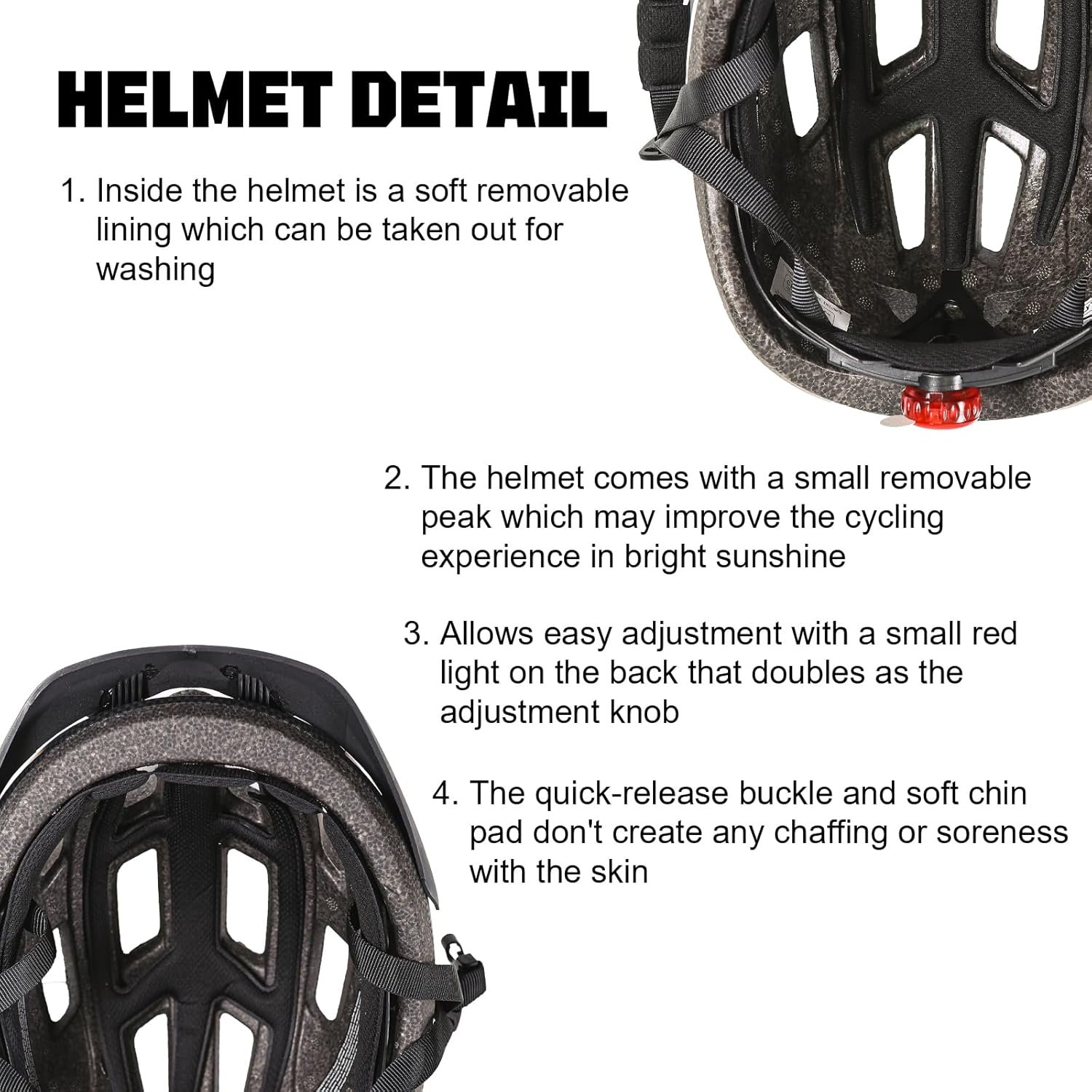 Bike Helmet Men Mountain Bike Helmet Women Adjustable Lightweight Breathable MTB Road Helmets Adults LEPESFON with Visor for Commuting 56-61cm - Image 5