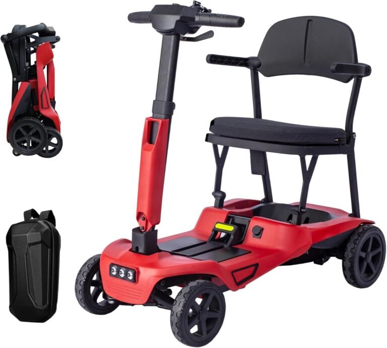 iCAN X-15 Folding Mobility Scooter 2026 Model, 10ah Removable Battery, 10 Miles Range, 18kg Lightweight, Canvas Bag, LCD Display, Compact Travel Scooter for Senior, UK Class 2 (Red)