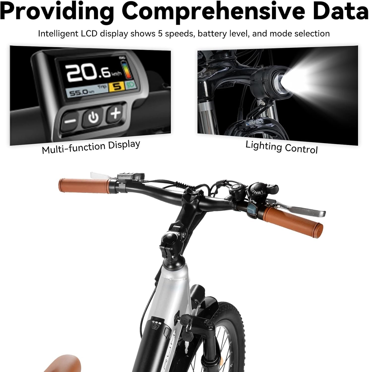 HILAND 26 Inch Electric City Bike, 250W Motor 36V E-Bike for Adults, 7-Speed with Front & Rear Disc Brakes, High-Carbon Steel Frame, 7.8Ah/10.4Ah Battery, Unisex Commuter Electric Bicycle - Image 3
