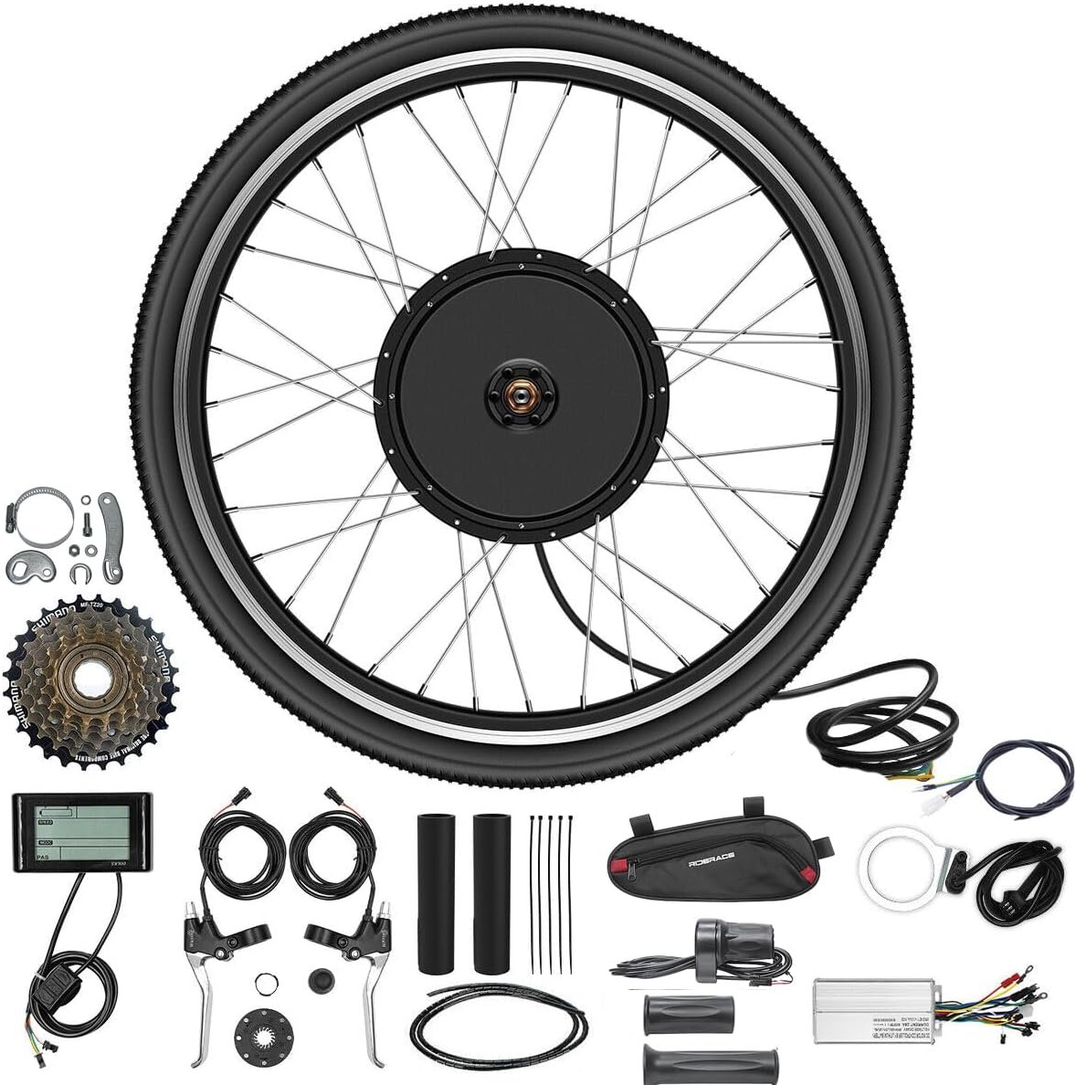 48V 27.5'' 30A Controller Rear wheel Electric Bikes Conversion Kit Hub Motor, Electric Bicycle Motor,E-bike Cycling Hub with Controller, Bike Bicycle Conversion Tool Kit 7-speed Cassette,SW900 Screen