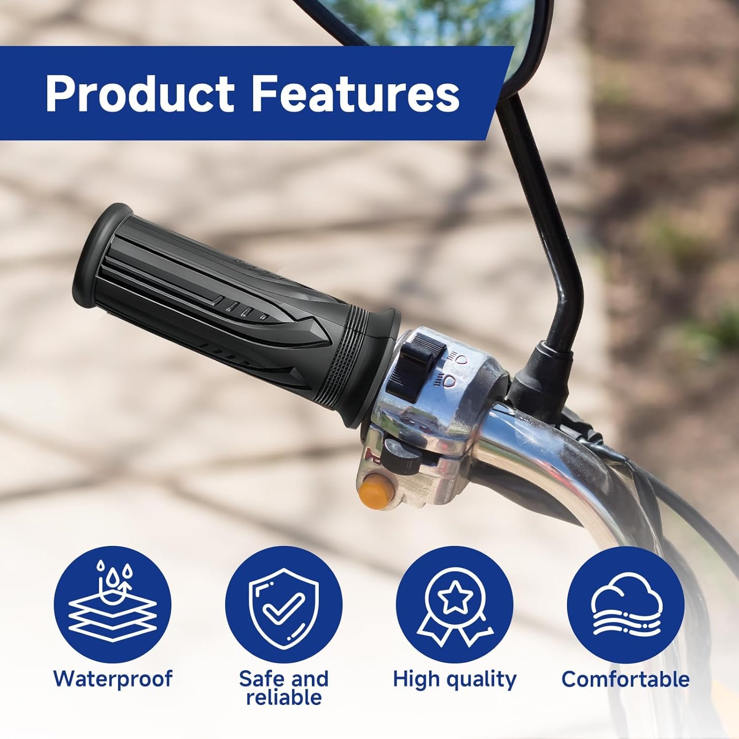 Universal Ebike Throttle, 12V-72V Full Twist Throttle Grip for Electric Bike, Scooter, and Mountain Bike 3-Pin Waterproof Connector Speed Control Handle with Grips Electric Bike Accessories - Image 6