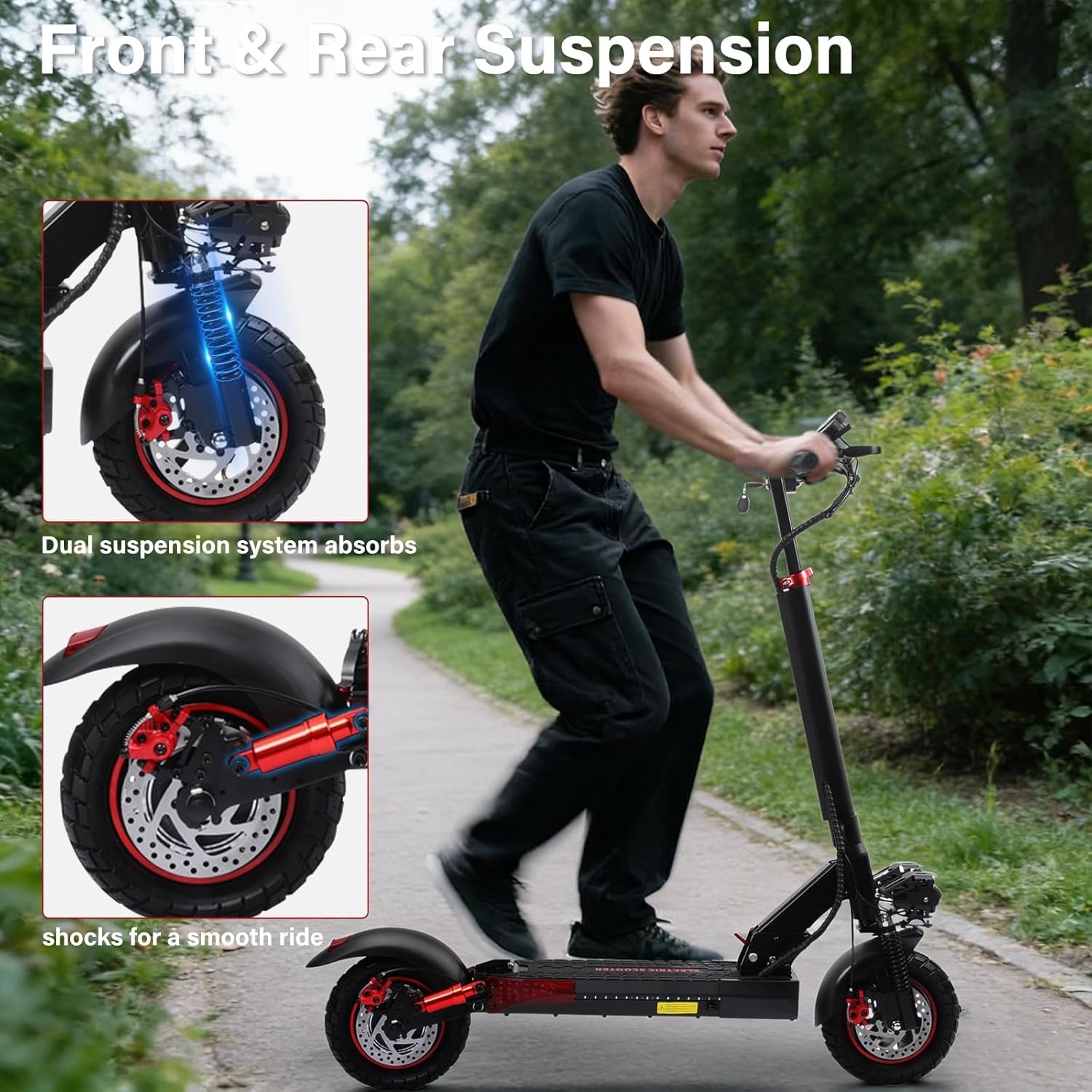 Electric Scooters Adult Powerful Folding Scooter - 40-55km Range, 48V 15AH Large Range, 10" All-Terrain Tires, IP54, Double Disc Brakes, Cruise Control,Gifts for Adults and Youth During Holidays - Image 5