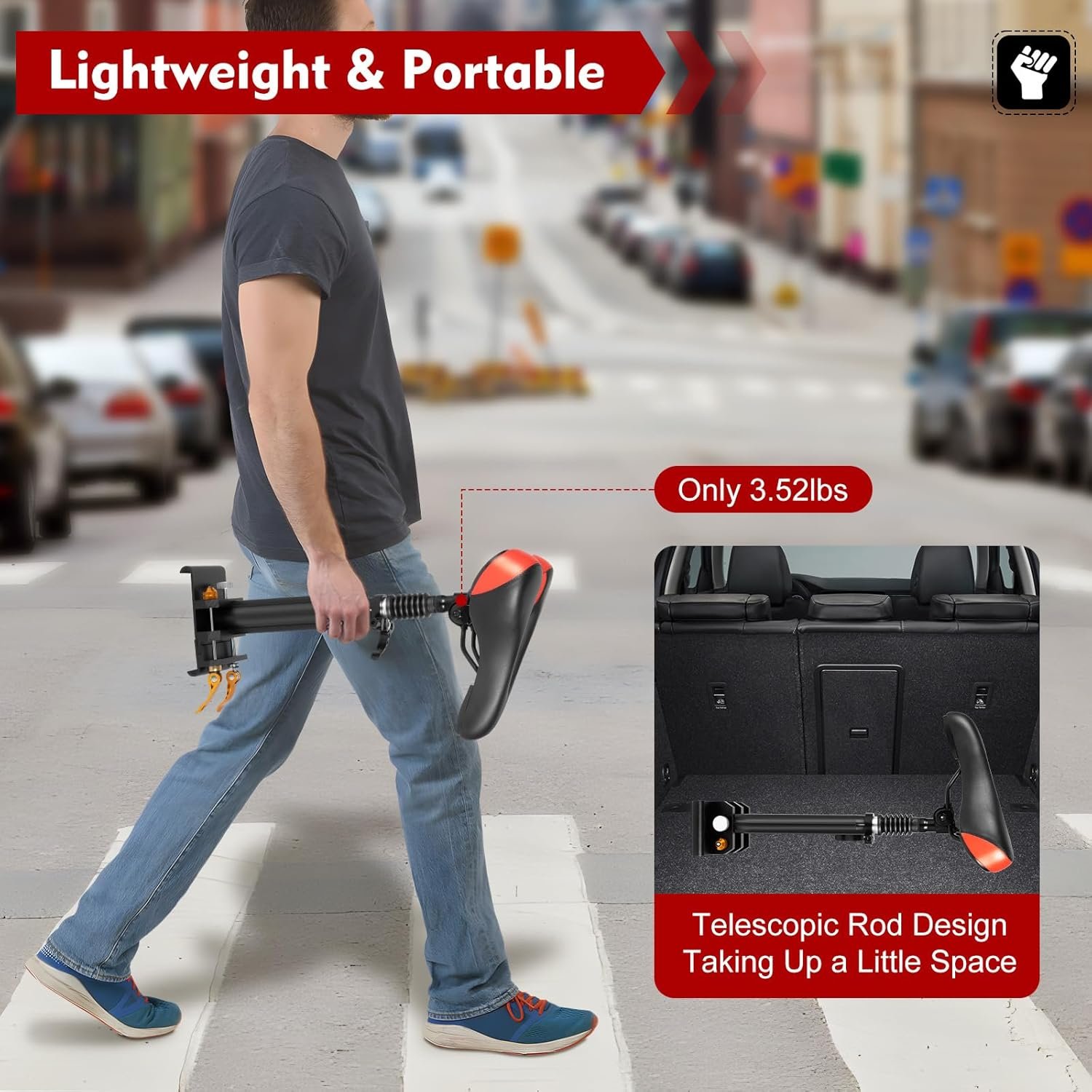Electric Scooter Seat, Adult Portable Scooter Seat with Shock Absorber, Height Adjustable 40-60 cm, Universal Scooter Saddle,Easy Installation - Image 5