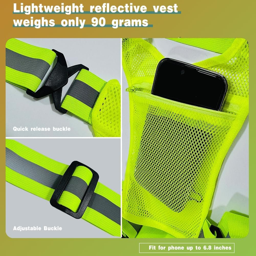 XYUXWLG Reflective Vest, Reflective Running Gears High Visibility Safety Vest Adjustable Reflective Gear with Pocket for Night Walking, Jogging, Cycling - Image 3
