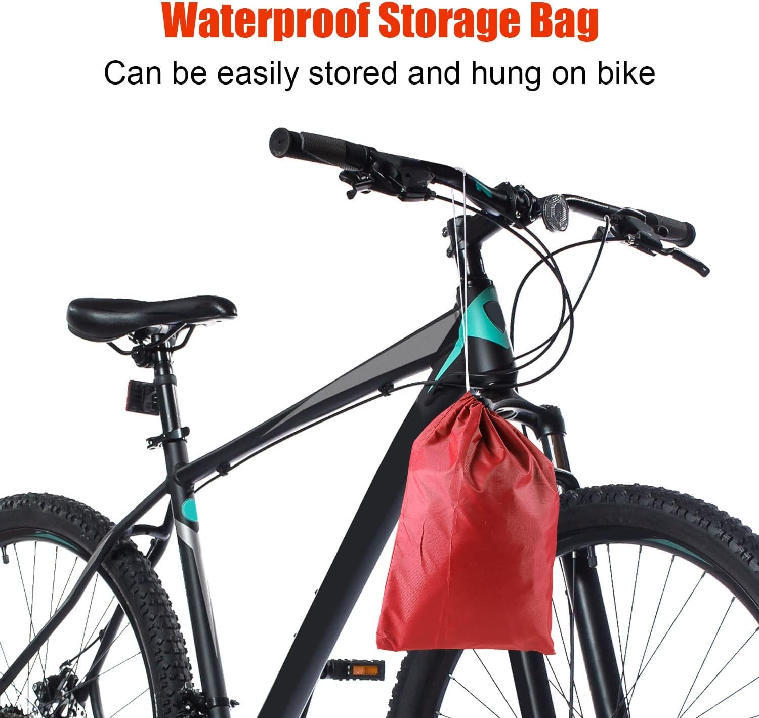 Bike Cover Waterproof Outdoor, 210D Premium Fabric Bicycle Cover, Anti Dust Rain Snow UV, Bike Rain Cover for Mountain, Road & Heavy Duty Bikes with Lock Holes & Storage Bag - Image 2
