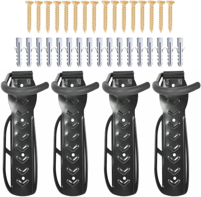 ATEK 4 Pack Bike Wall Mount Hooks - Heavy Duty Bike Hooks for Wall Storage, Wall Mount Vertical Rack Bike Bicycle with Fitting Screws - for Garage Shed Hanging Mountain or Hybrid bicycle