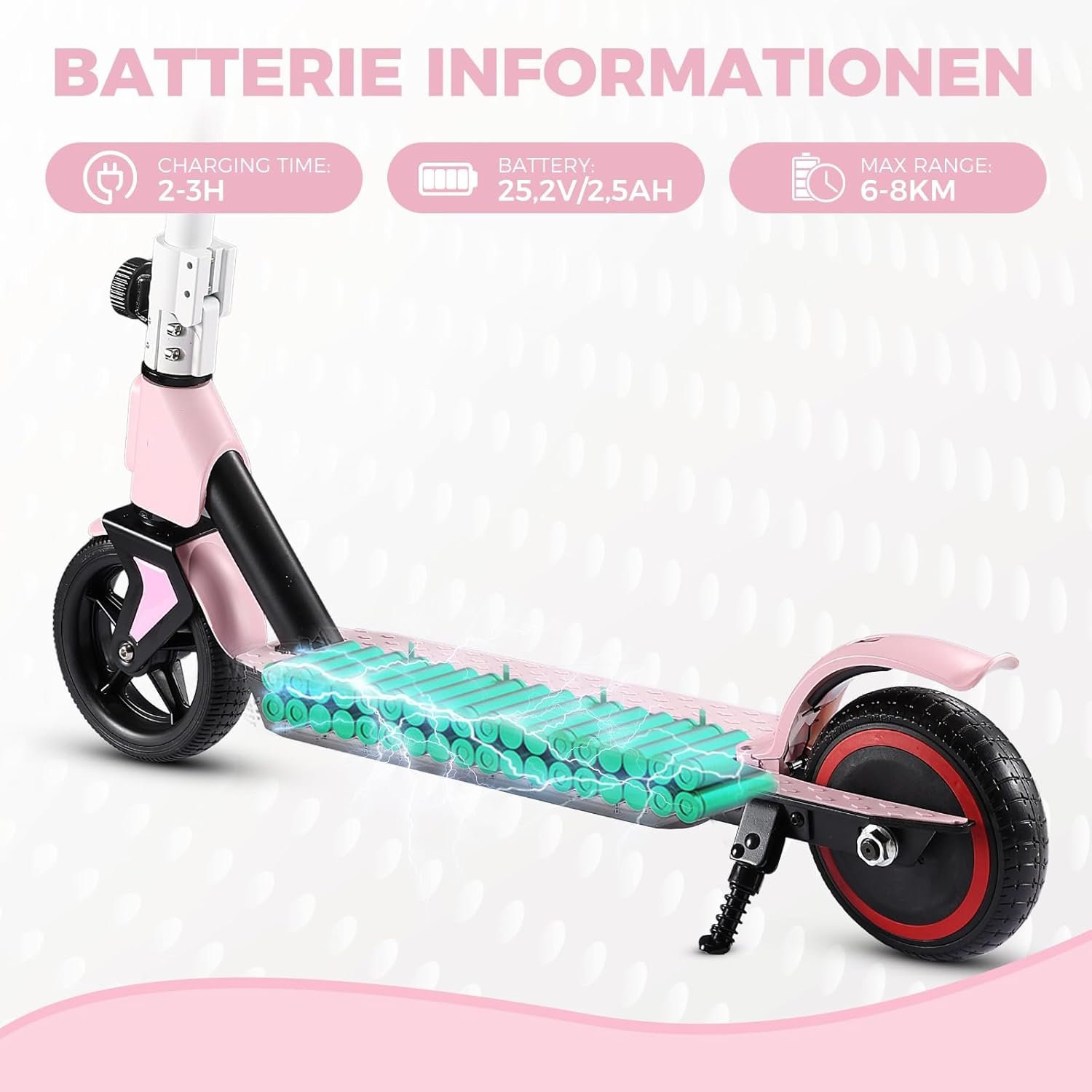 Electric Scooter, 6.5'' Foldable Electric Scooter, Colorful Lights Electric Scooters for Ages 6-12, 8Mph, 5 Miles of Range, LED Display, Safe Kids E-Scooter - Image 5