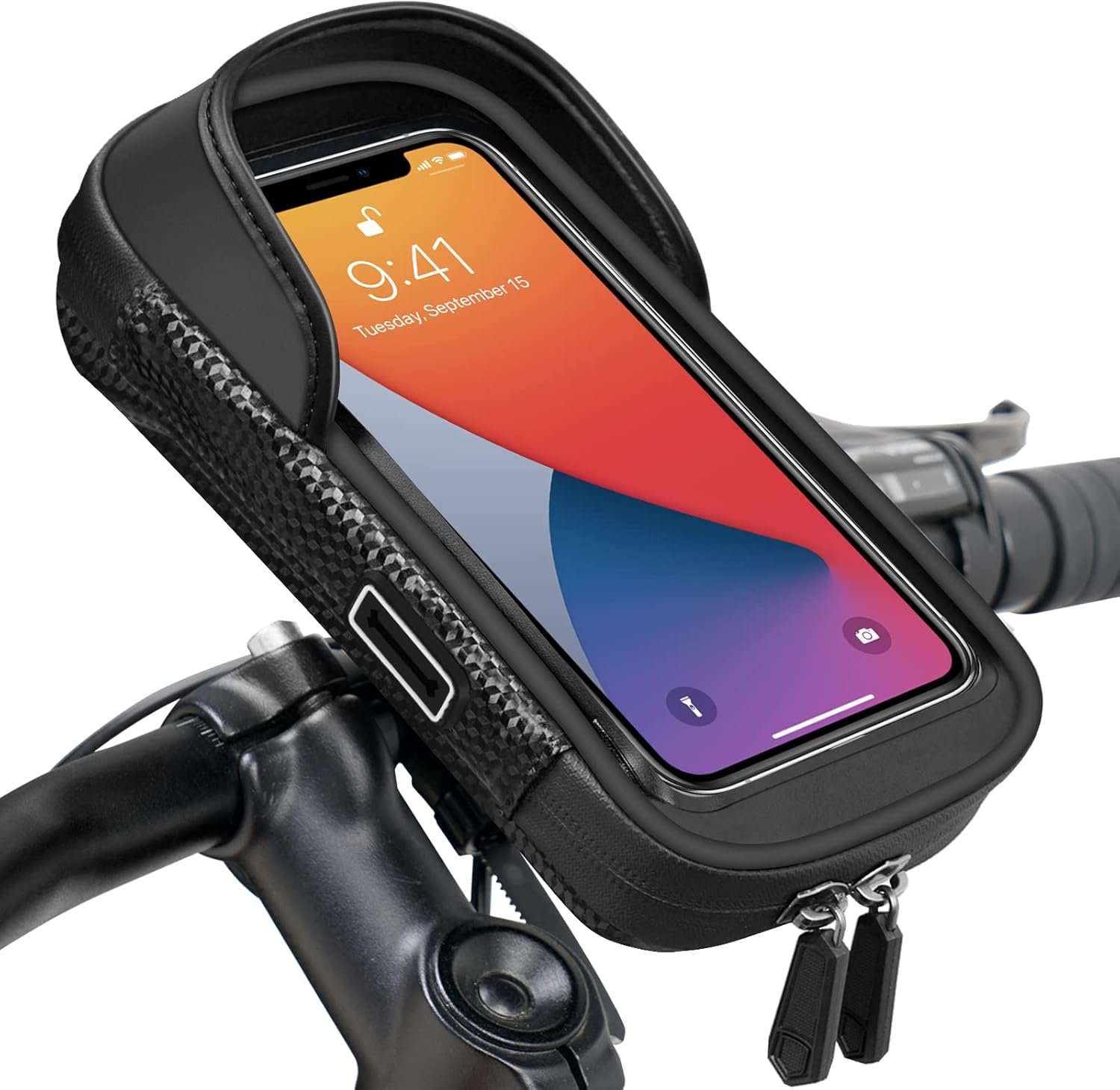 Vitalismo Bike Phone Holder Waterproof - Phone Holder for Bike 360° Rotation, Cycling Handlebar Bag, Motorbike Mount for iPhone 15Pro Max/14Pro/14/13/11/X/8 Samsung LG Cellphones up to 7''