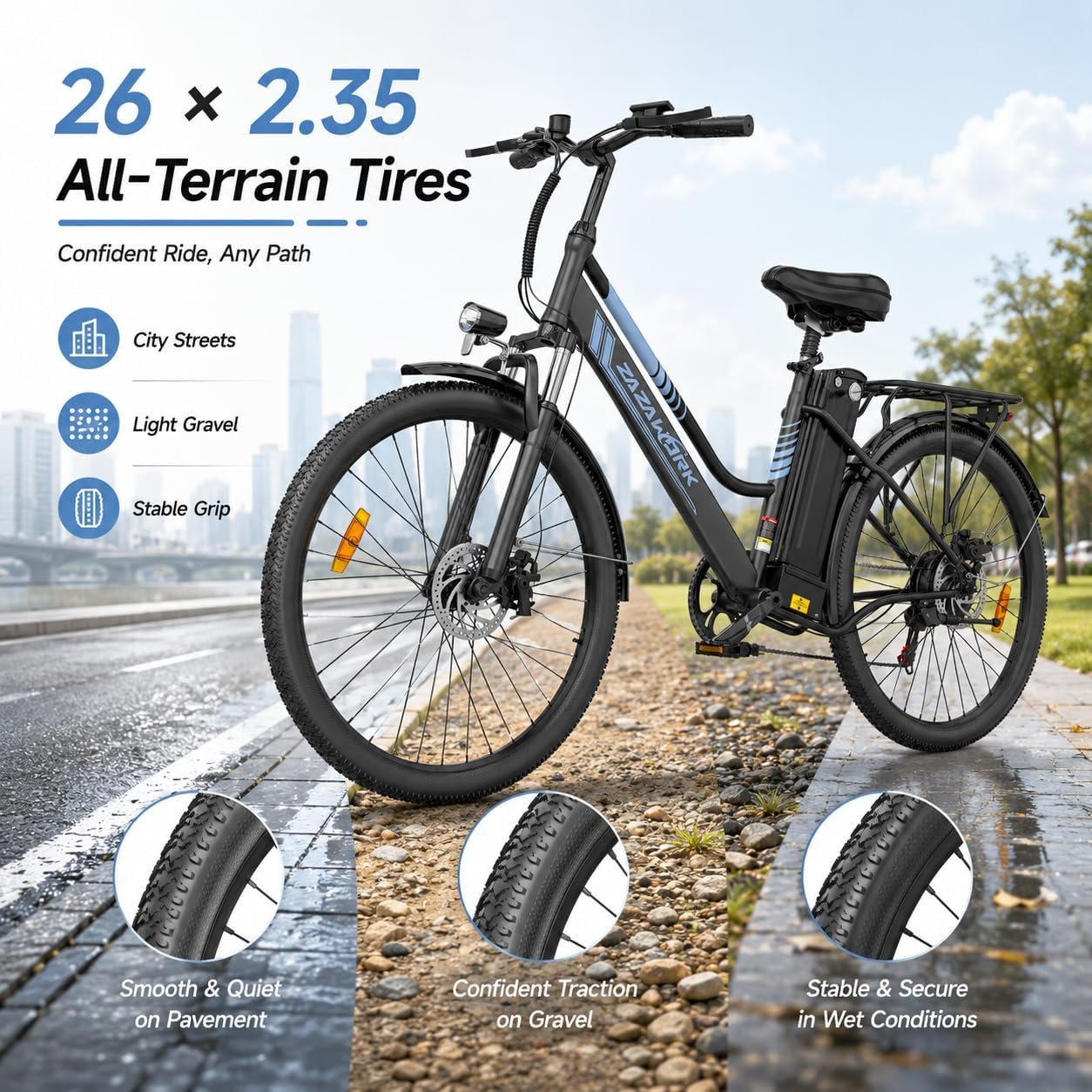 Electric Bike for Adults, 250W Rear Motor Electric Bicycle with 36V 20AH Battery, 80-120km Long Range, 7-Speed & 3 Riding Modes, 25km/h Electric Hybrid Bike for Men Women City Commute - Image 7