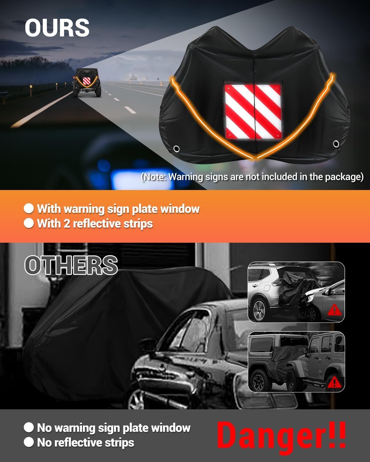 SUPAREE 2 Bikes Bicycle Cover Storage Outdoor Folding Bike Cover Waterproof Bike Covers for Transport 2 Bikes 420D Oxford Heavy Duty for Motorhome Car Hitch Travel Camping Transportation - Image 4