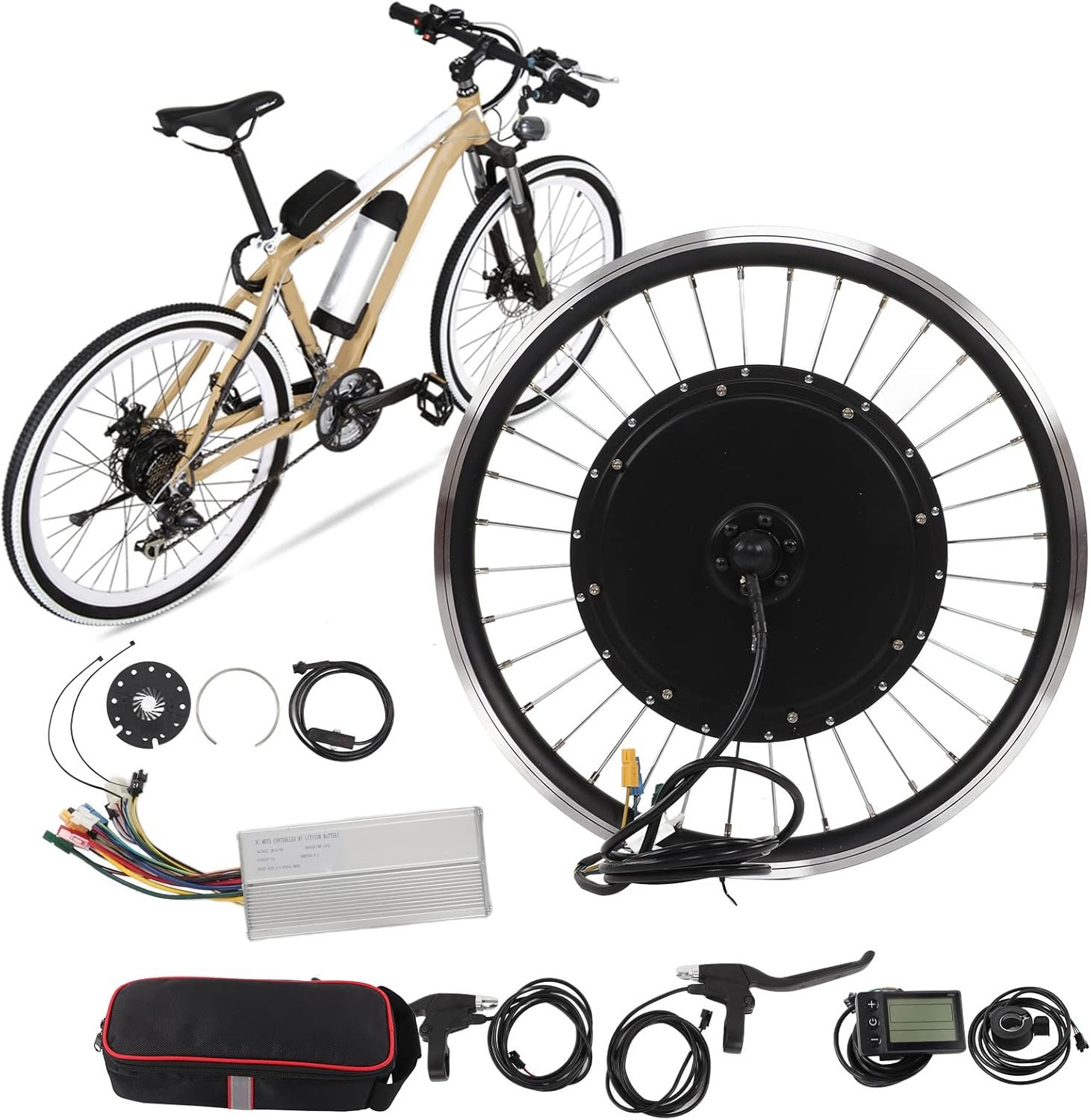 Luocute 20 Inch Electric Bike Conversion Kit, 48V 1500W Front Drive Motor Wheel Kit with LCD S866 Meter and 35A Controller, for Mountain Bike DIY Electric Bicycle Refit - Image 8