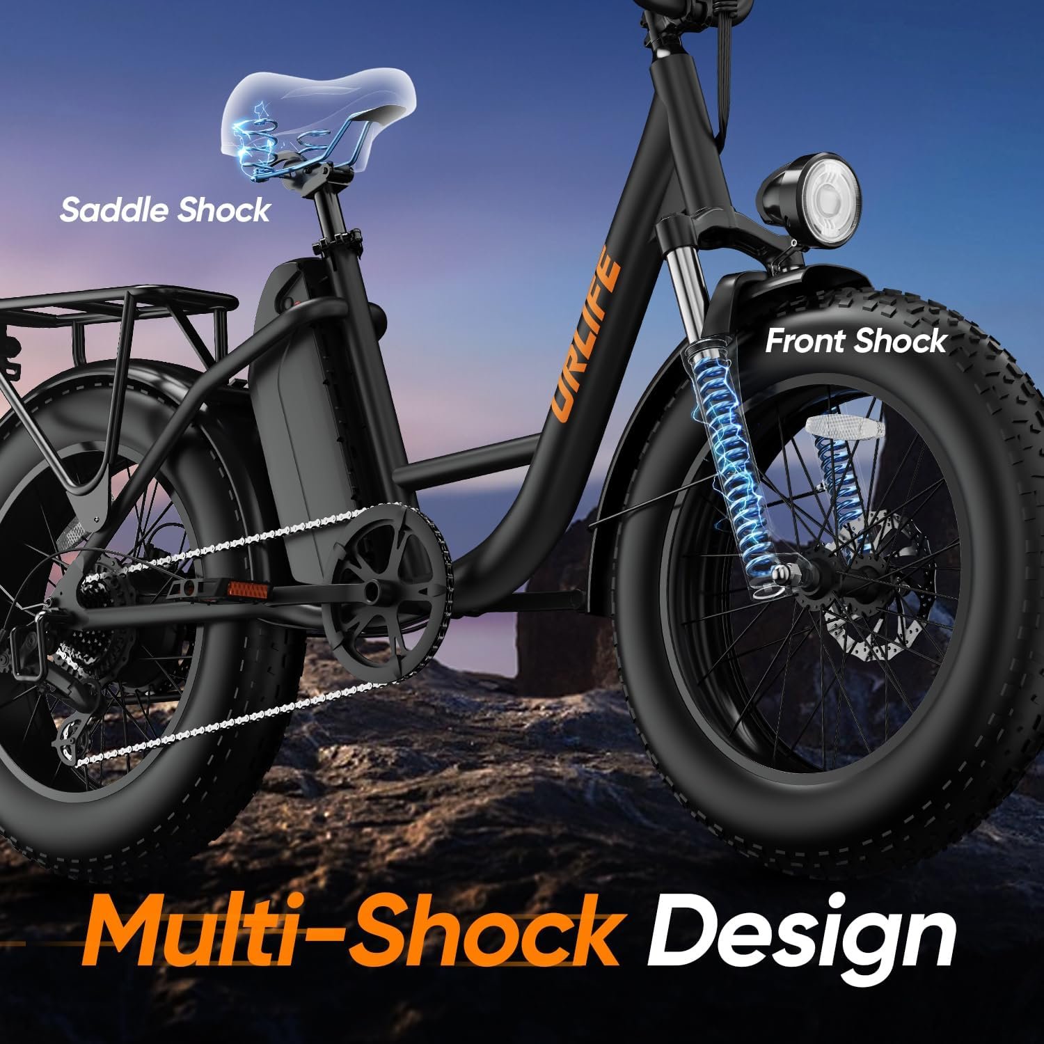 URLIFE 20" Electric Bike for Adults, Fat Tire Mountain Bike with Colorful LCD Display, Removable Battery, 7-Speed Derailleur Ebike Commute MTB - Image 5