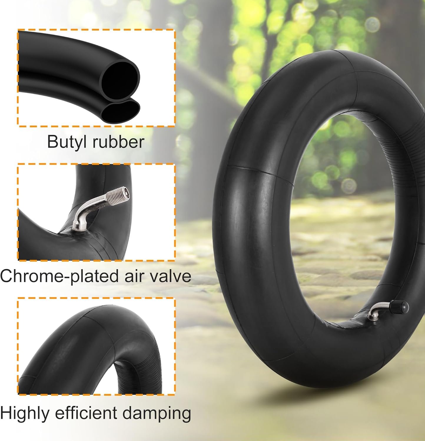 2 Pack 10x2.50 Inner Tubes and Repair Set, 10 inch E-Scooter Butyl Tube with 90° Bent Valve Stem Replacement for Electric Bike Scooter Self Balancing Scooter Wheel and Kid's tricycles - Image 2