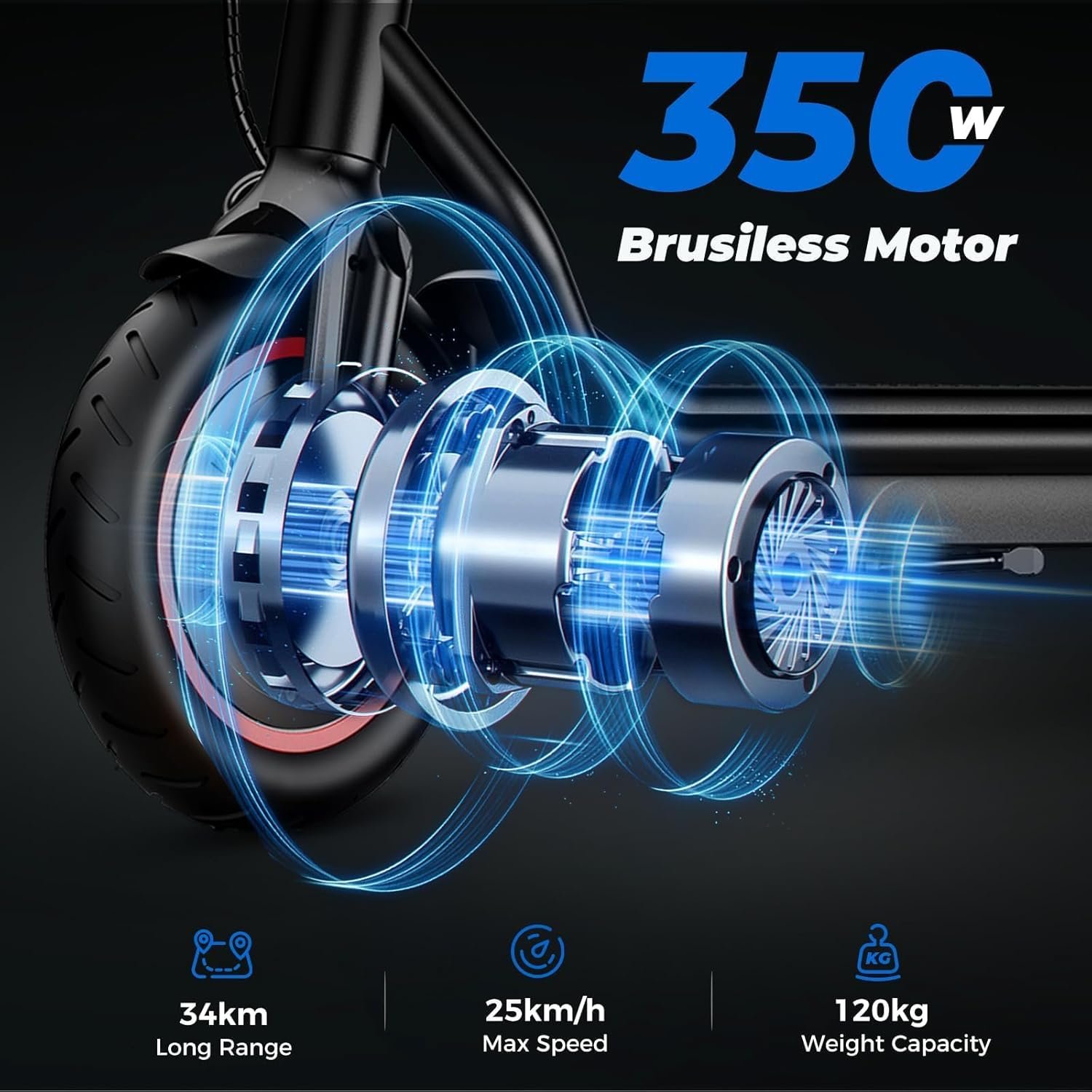 Electric Scooter, 34-45KM Range 500W Motor 8.5-9.3" Pneumatic Tires Fast Electric Scooter for Adults with APP Control,3-4 Speed Modes,Foldable E Scooter - Image 3