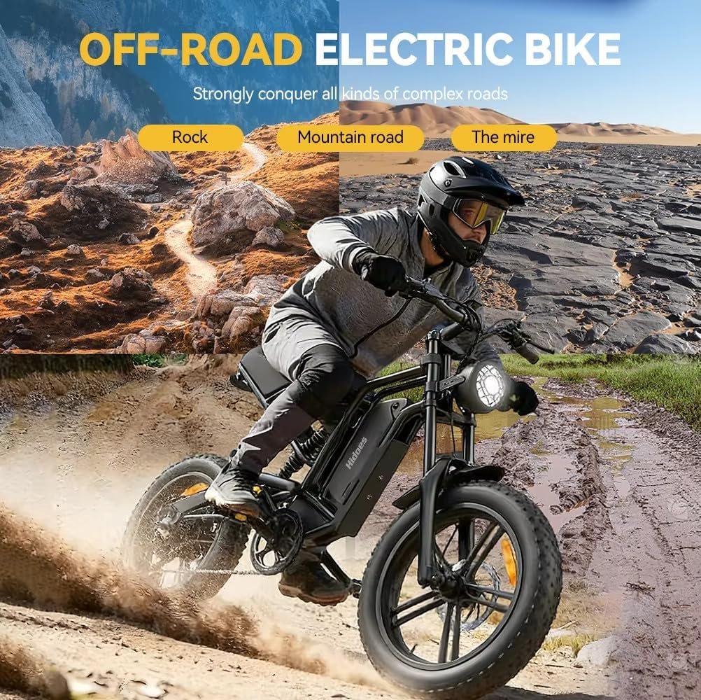 iENYRID Electric Bike for Adults, Fat Tire Hidoes B6 25KM/H Electric Bike Bicycles 15.6Ah Removable Battery E Bikes for Adults Electric Mountain Bike for Men - Image 7