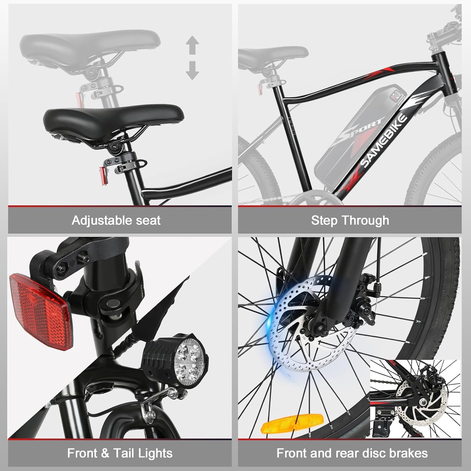 SAMEBIKE Electric Bike, 24" Mountain Bicycle with 36V 13Ah Battery,Max Speed 25KM/H & Top Power 250W Motor, Dual Shock Absorber and Hydraulic Brakes, E-bike with SHIMAN0 7-Speed Flywheel men women - Image 7